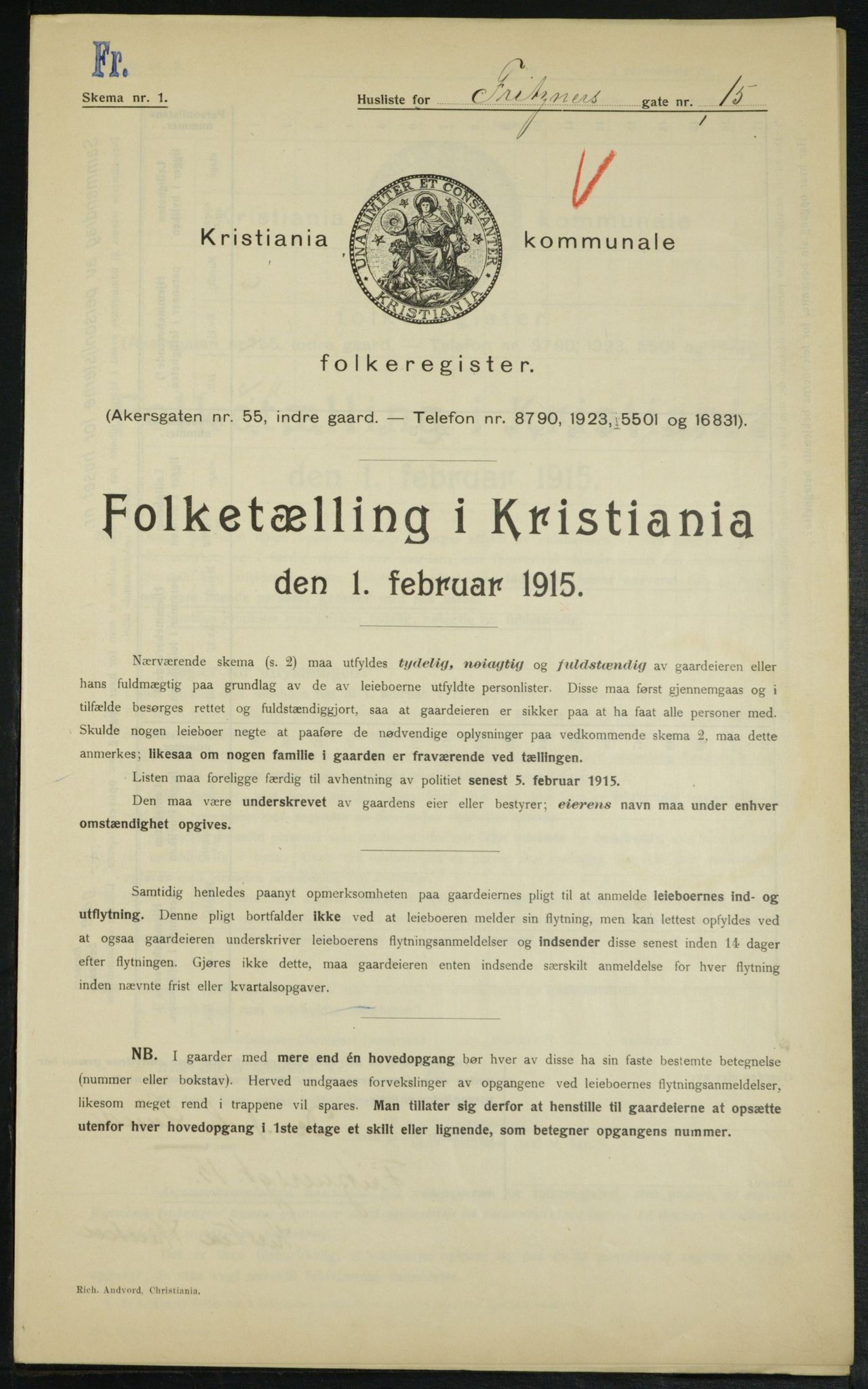 OBA, Municipal Census 1915 for Kristiania, 1915, p. 26763