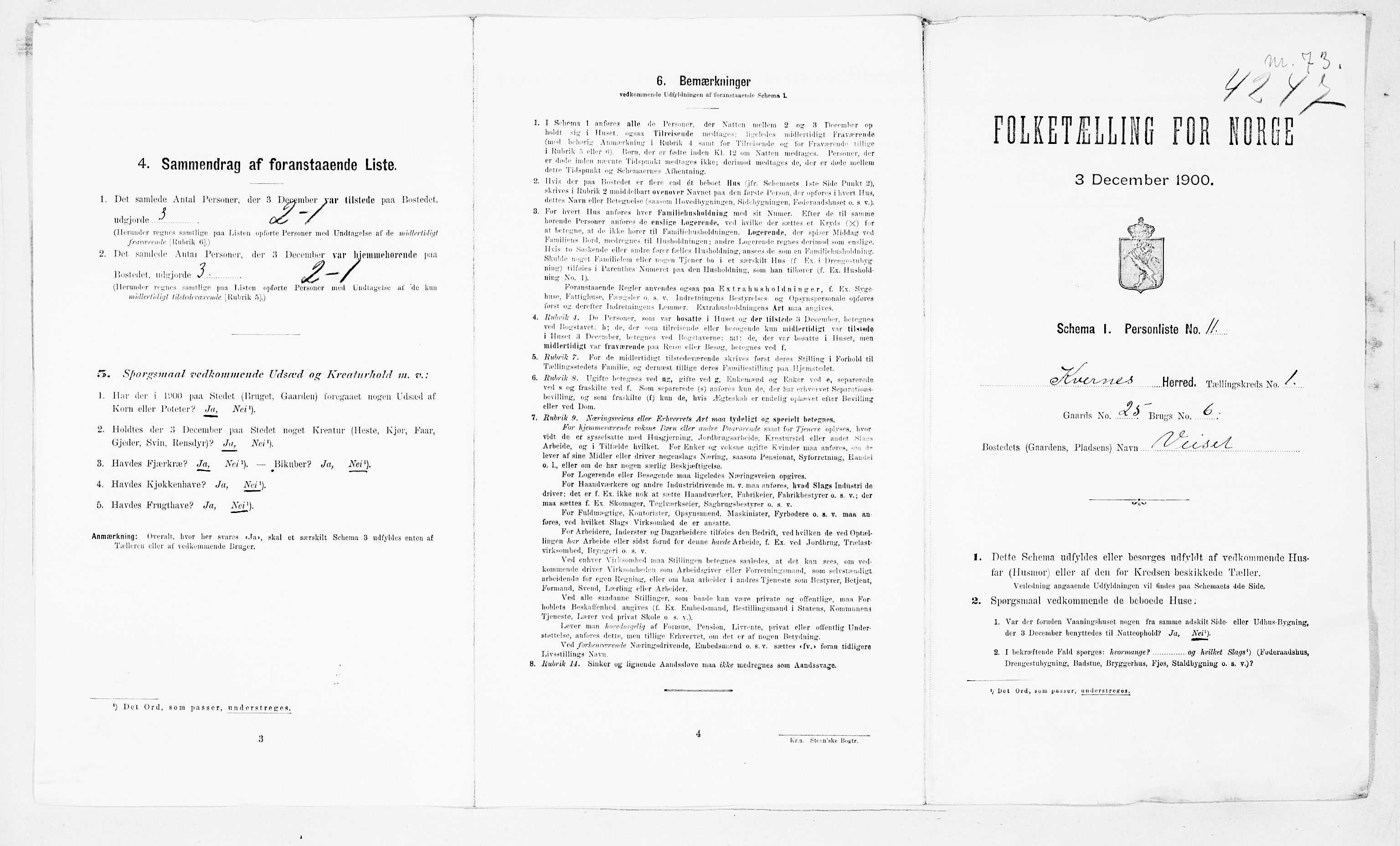 SAT, 1900 census for Kvernes, 1900, p. 12