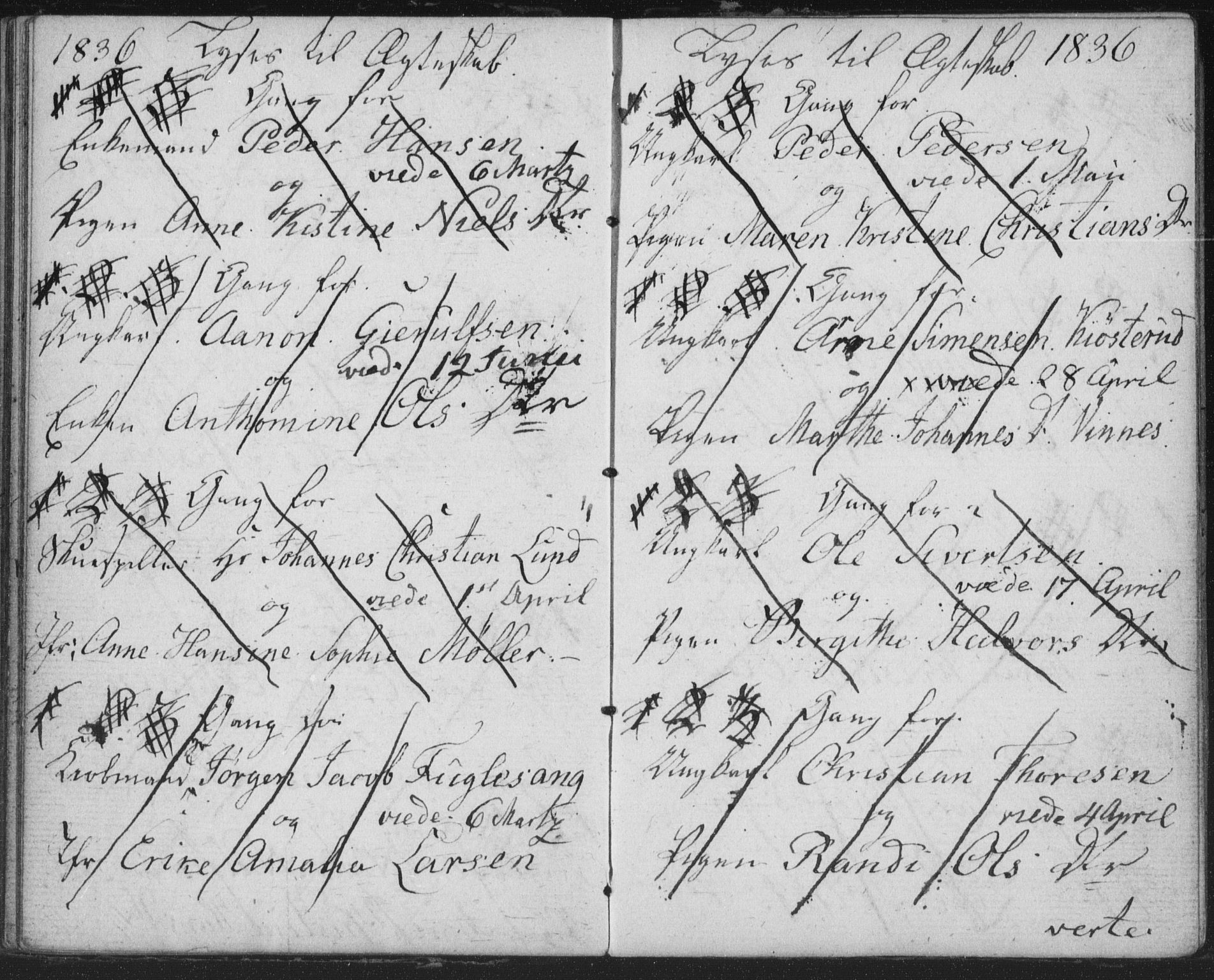 Bragernes kirkebøker, AV/SAKO-A-6/H/Ha/L0002: Banns register no. 2, 1832-1846