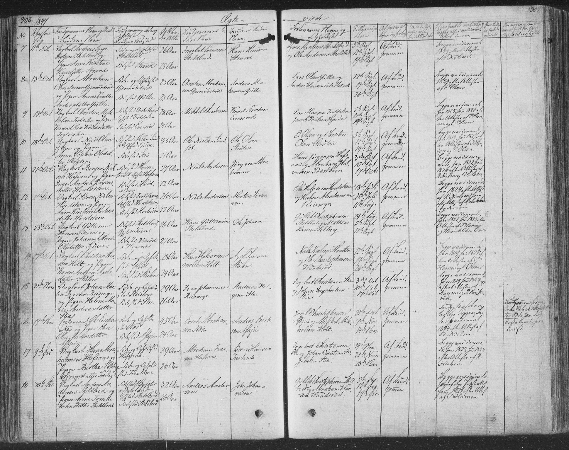 Andebu kirkebøker, AV/SAKO-A-336/F/Fa/L0004: Parish register (official) no. 4, 1829-1856, p. 306-307