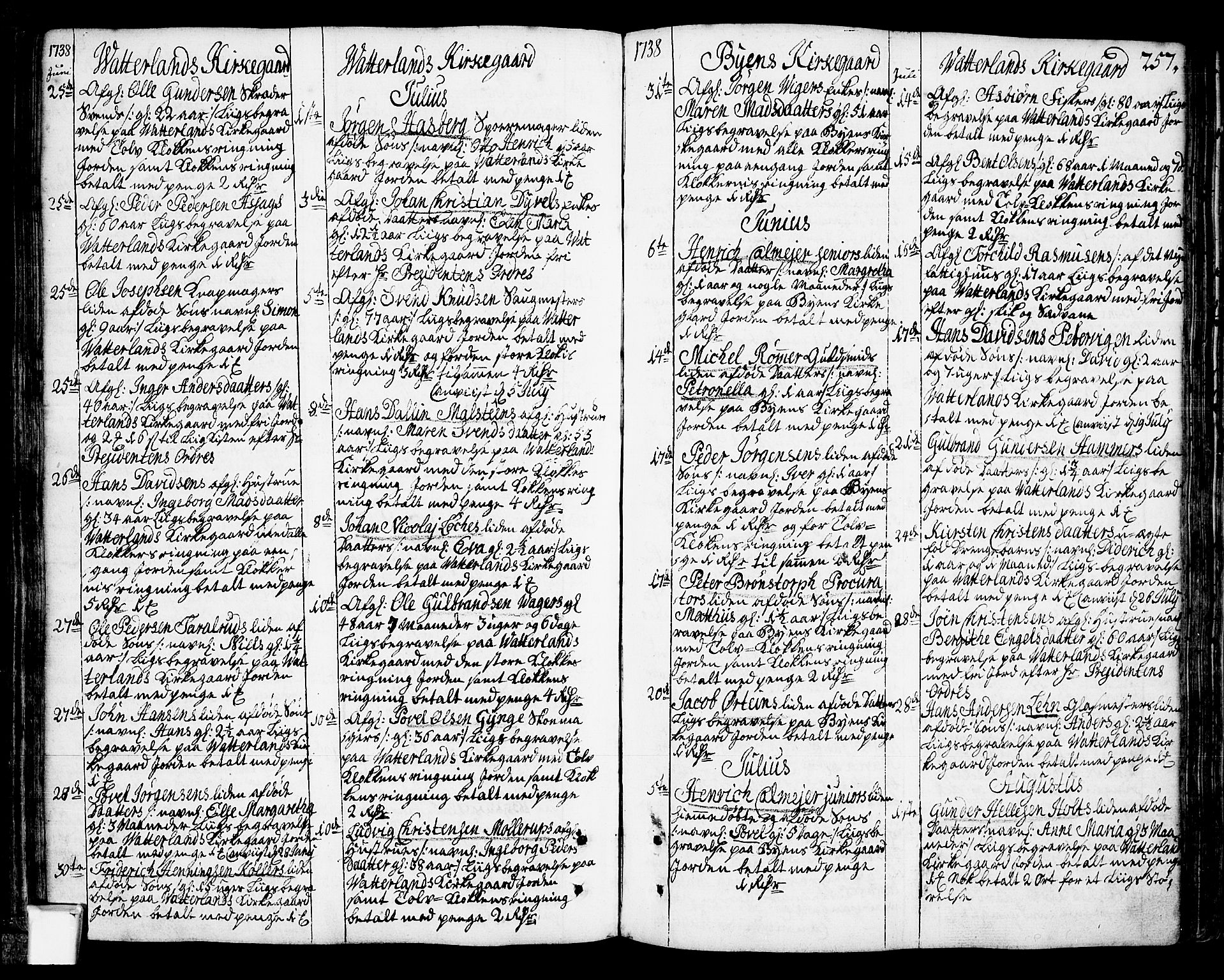 Oslo domkirke Kirkebøker, SAO/A-10752/F/Fa/L0003: Parish register (official) no. 3, 1731-1743, p. 257