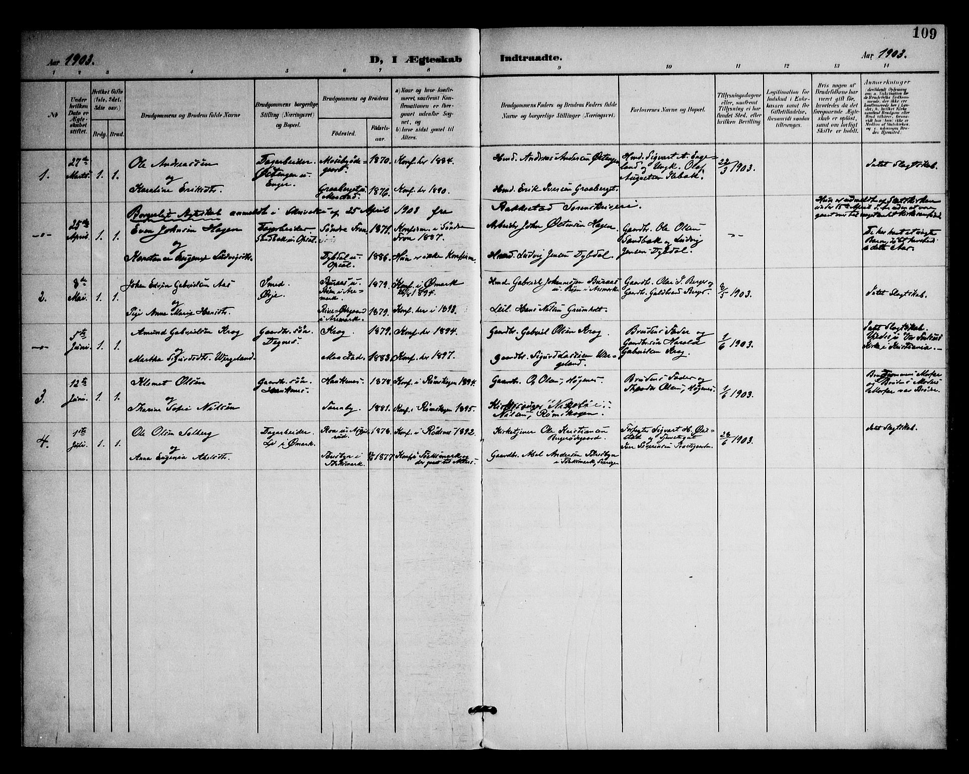 Rødenes prestekontor Kirkebøker, AV/SAO-A-2005/F/Fa/L0011: Parish register (official) no. I 11, 1901-1910, p. 109