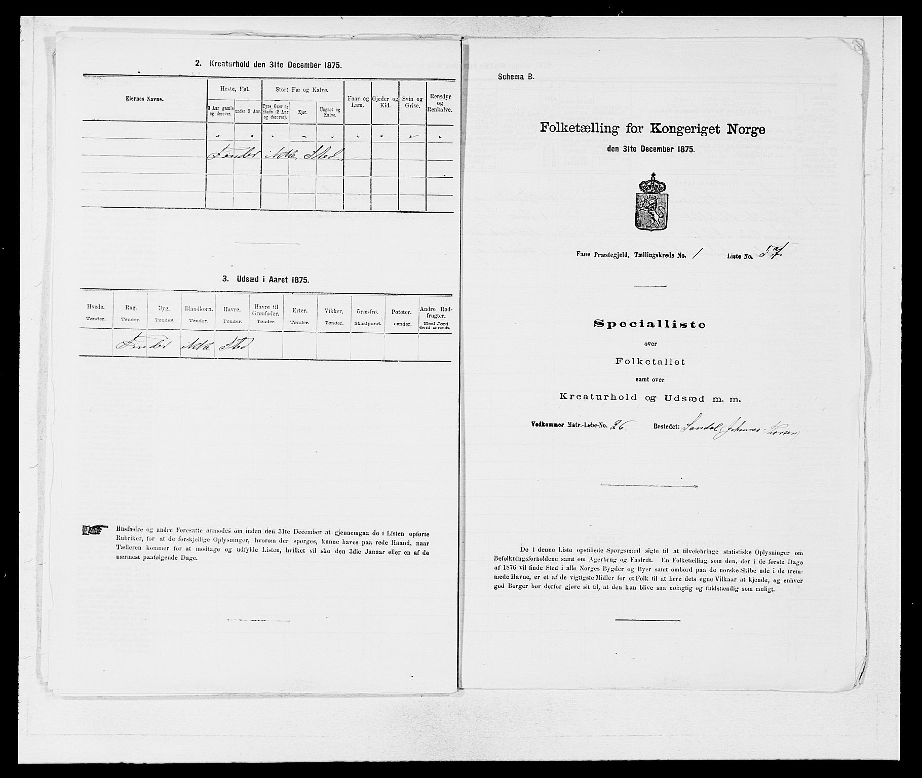 SAB, 1875 census for 1249P Fana, 1875, p. 145