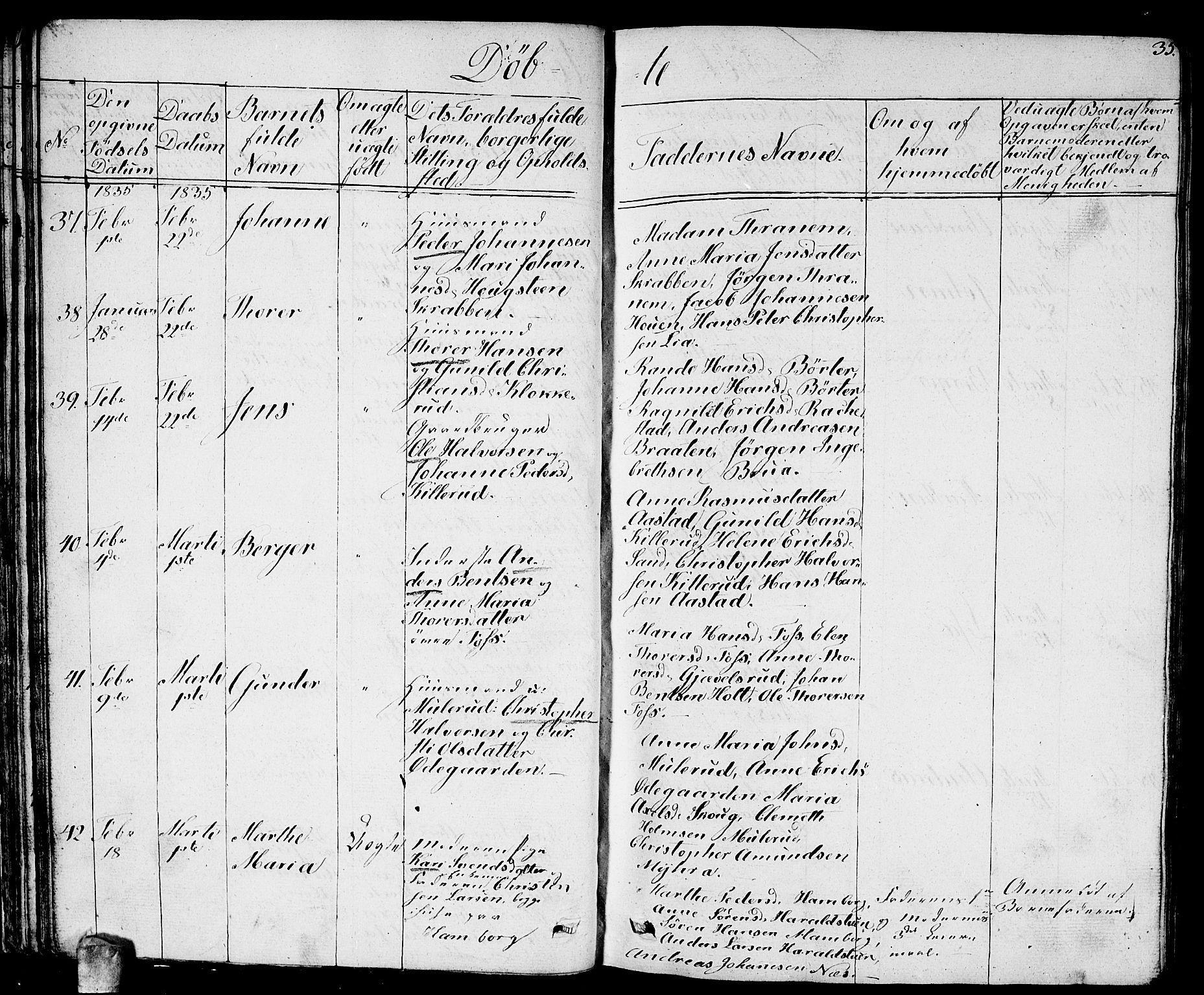 Enebakk prestekontor Kirkebøker, SAO/A-10171c/G/Ga/L0003: Parish register (copy) no. I 3, 1833-1849, p. 35