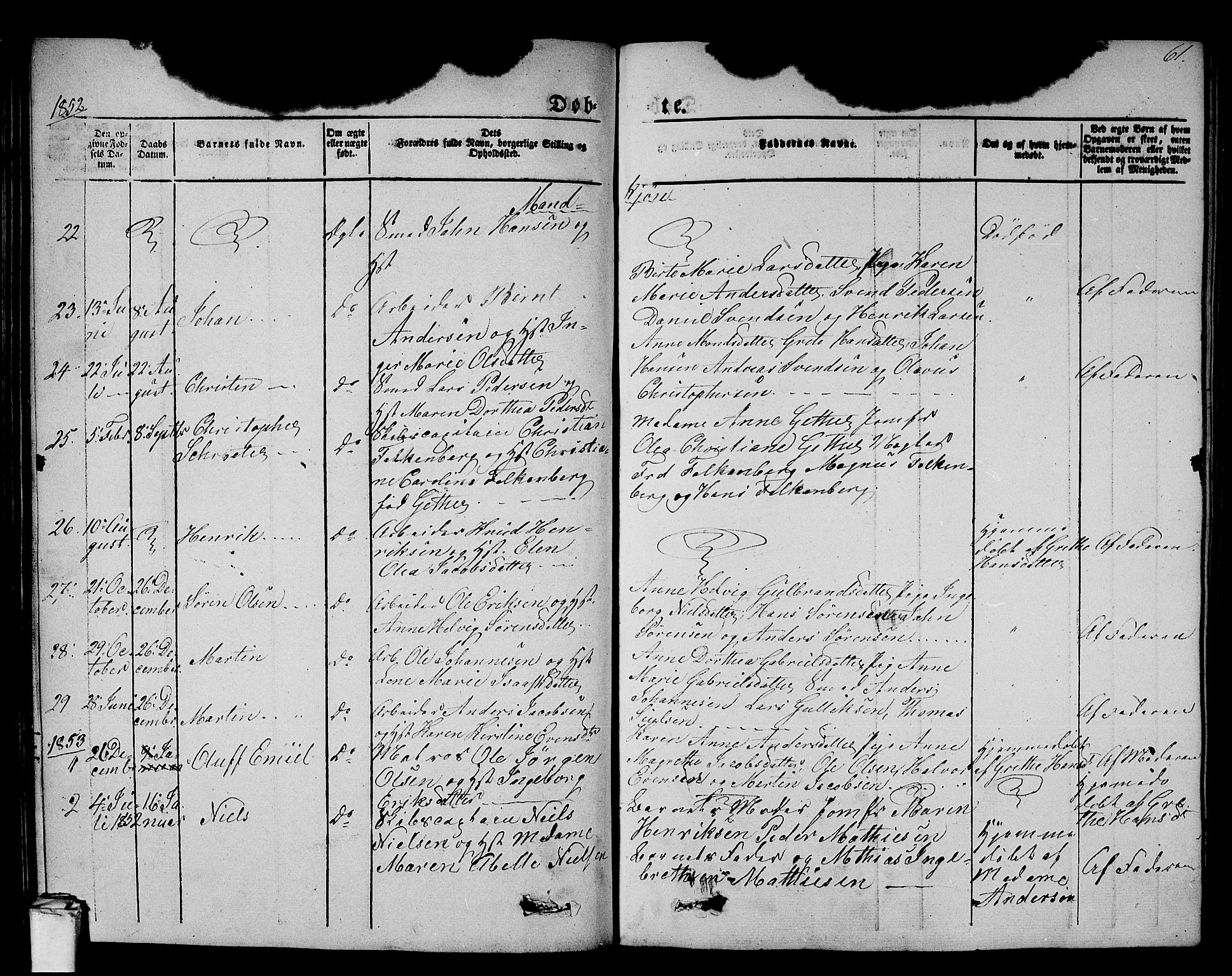 Larvik kirkebøker, SAKO/A-352/G/Gb/L0002: Parish register (copy) no. II 2, 1843-1866, p. 61