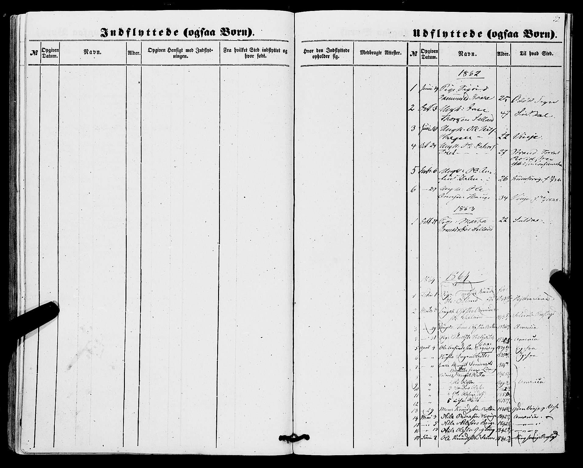 Røldal sokneprestembete, SAB/A-100247: Parish register (official) no. A 3, 1856-1870, p. 92
