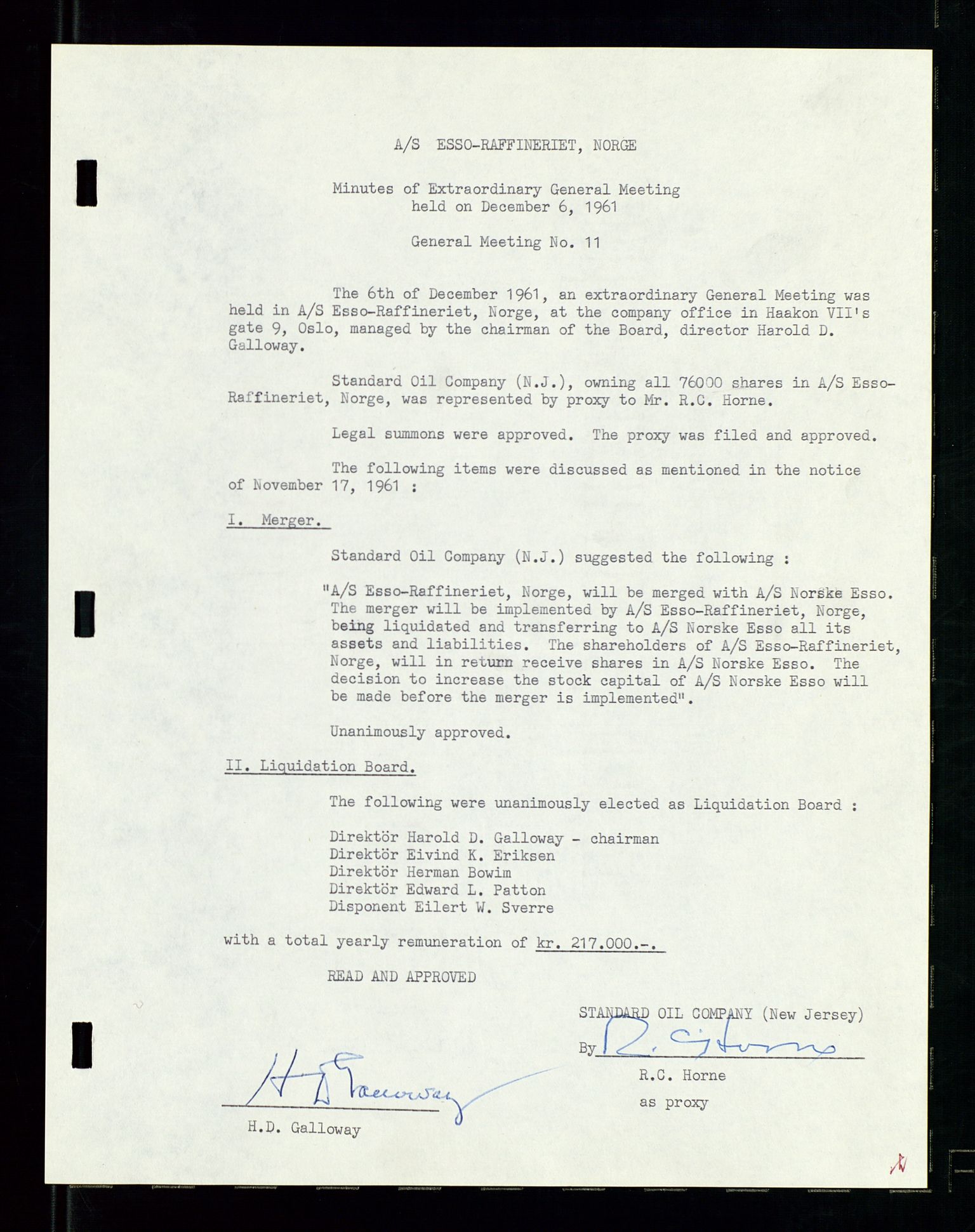 PA 1537 - A/S Essoraffineriet Norge, AV/SAST-A-101957/A/Aa/L0001/0002: Styremøter / Shareholder meetings, board meetings, by laws (vedtekter), 1957-1960, p. 8
