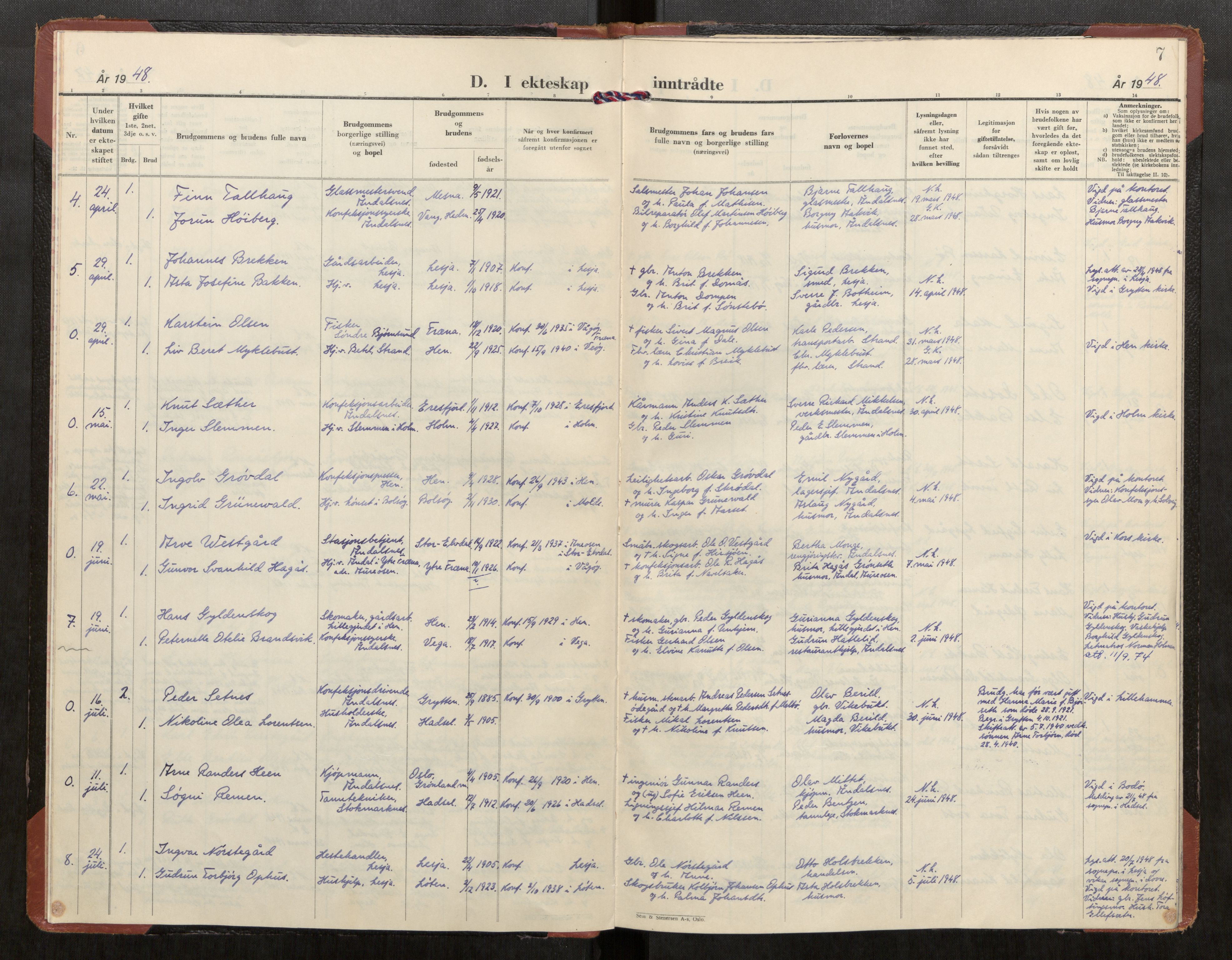 Ministerialprotokoller, klokkerbøker og fødselsregistre - Møre og Romsdal, AV/SAT-A-1454/544/L0588: Parish register (official) no. 544A13, 1947-1957, p. 7