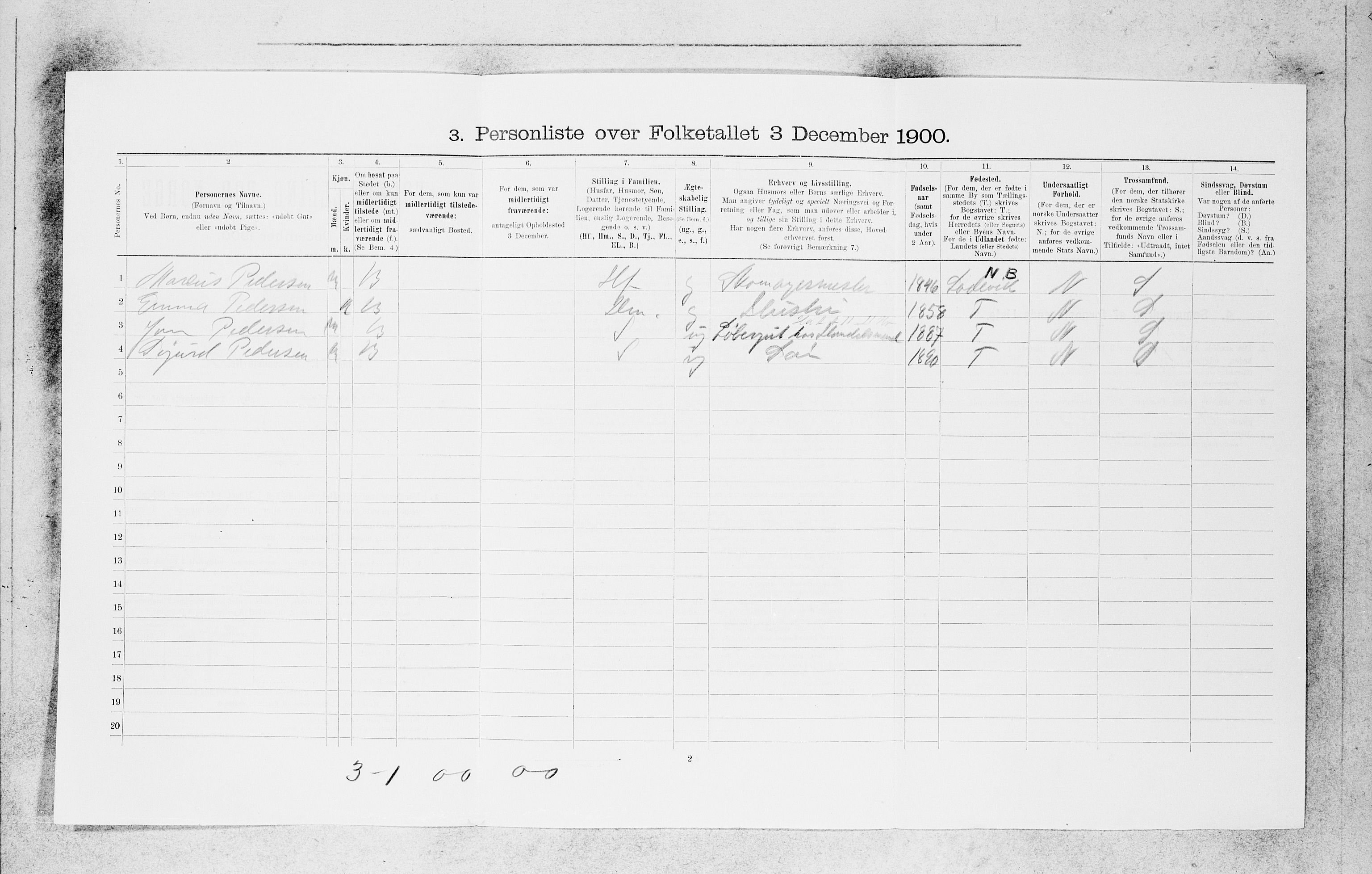 SAB, 1900 census for Bergen, 1900, p. 28454
