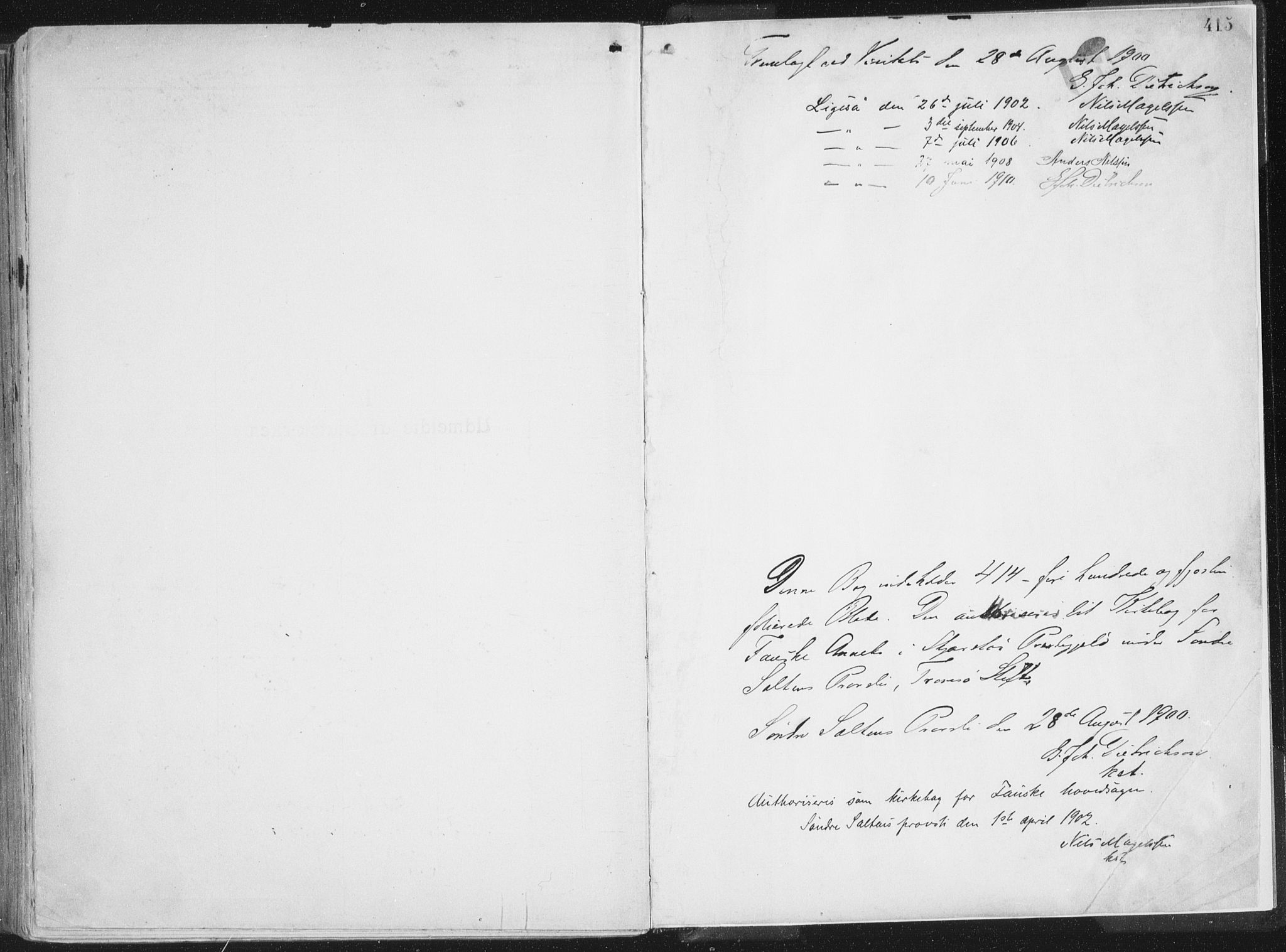 Ministerialprotokoller, klokkerbøker og fødselsregistre - Nordland, SAT/A-1459/849/L0696: Parish register (official) no. 849A08, 1898-1910, p. 415