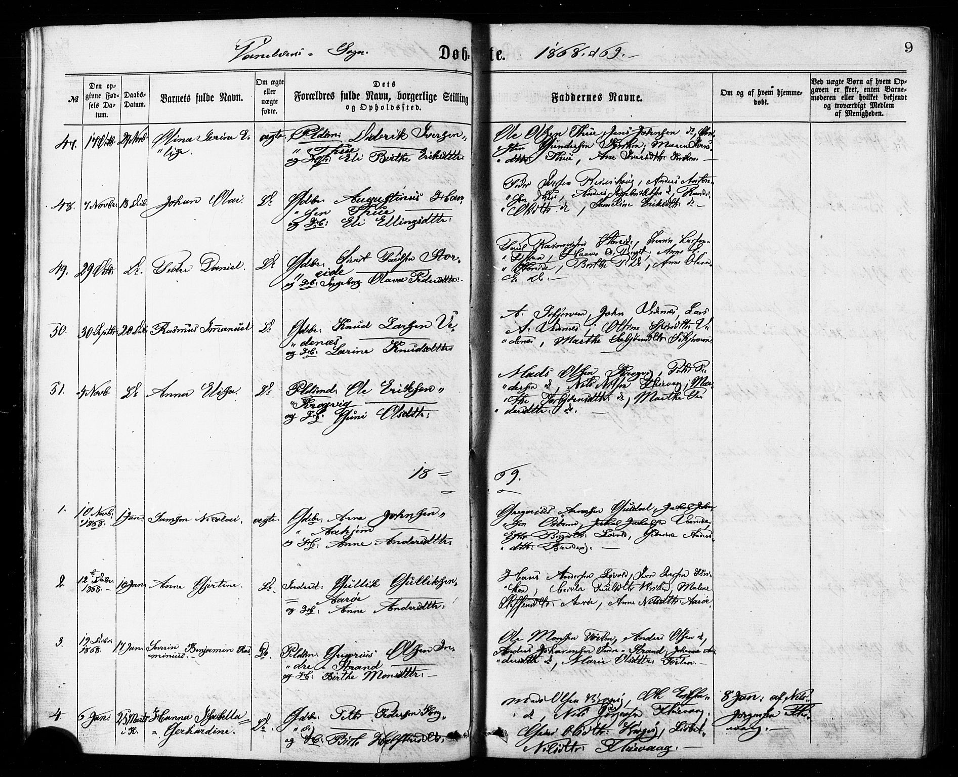 Ministerialprotokoller, klokkerbøker og fødselsregistre - Møre og Romsdal, AV/SAT-A-1454/501/L0007: Parish register (official) no. 501A07, 1868-1884, p. 9