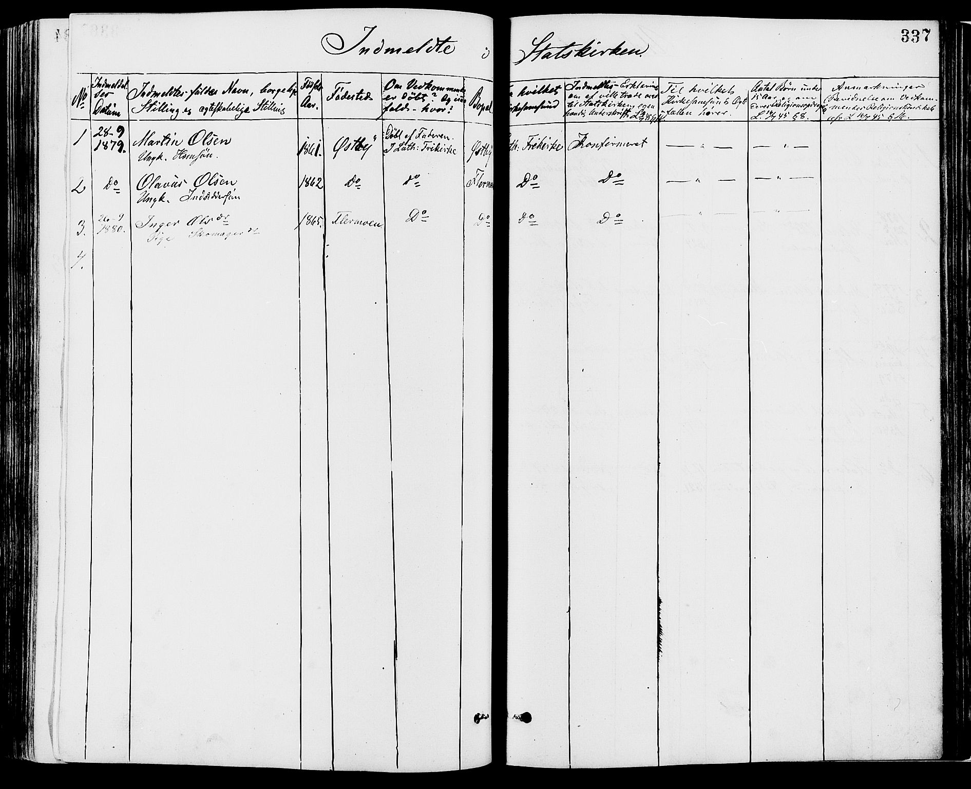 Trysil prestekontor, SAH/PREST-046/H/Ha/Haa/L0007: Parish register (official) no. 7, 1874-1880, p. 337