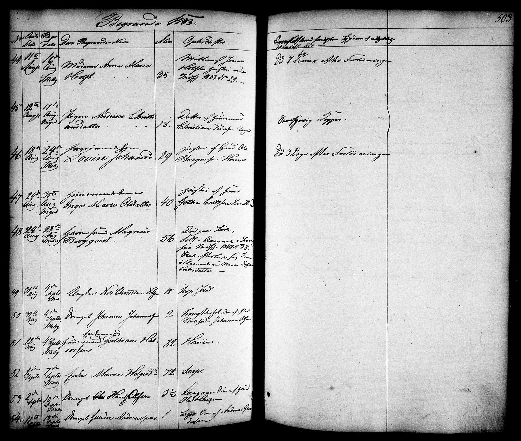 Skjeberg prestekontor Kirkebøker, AV/SAO-A-10923/F/Fa/L0006: Parish register (official) no. I 6, 1846-1858, p. 503