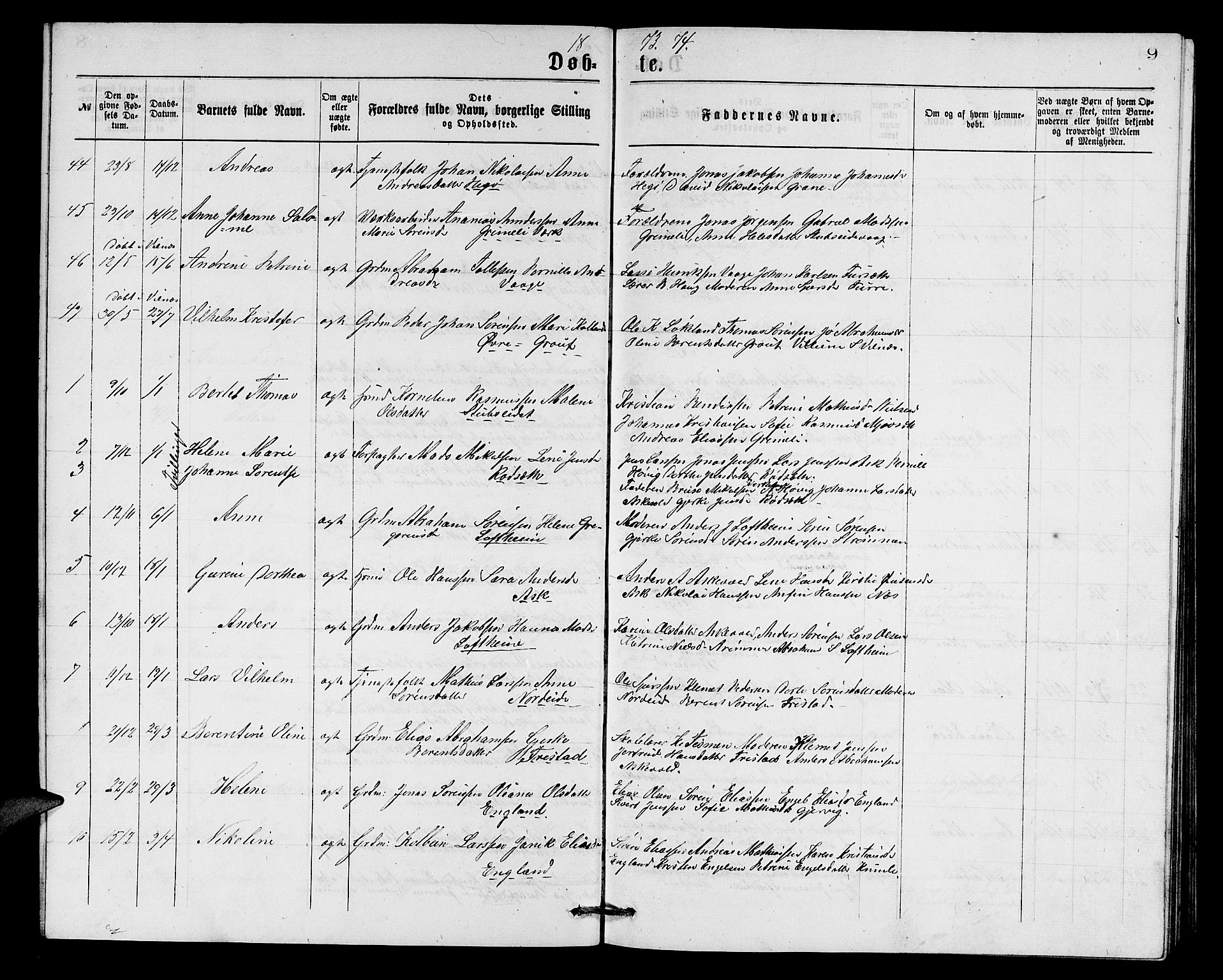 Askvoll sokneprestembete, AV/SAB-A-79501/H/Hab/Haba/L0002: Parish register (copy) no. A 2, 1873-1885, p. 9