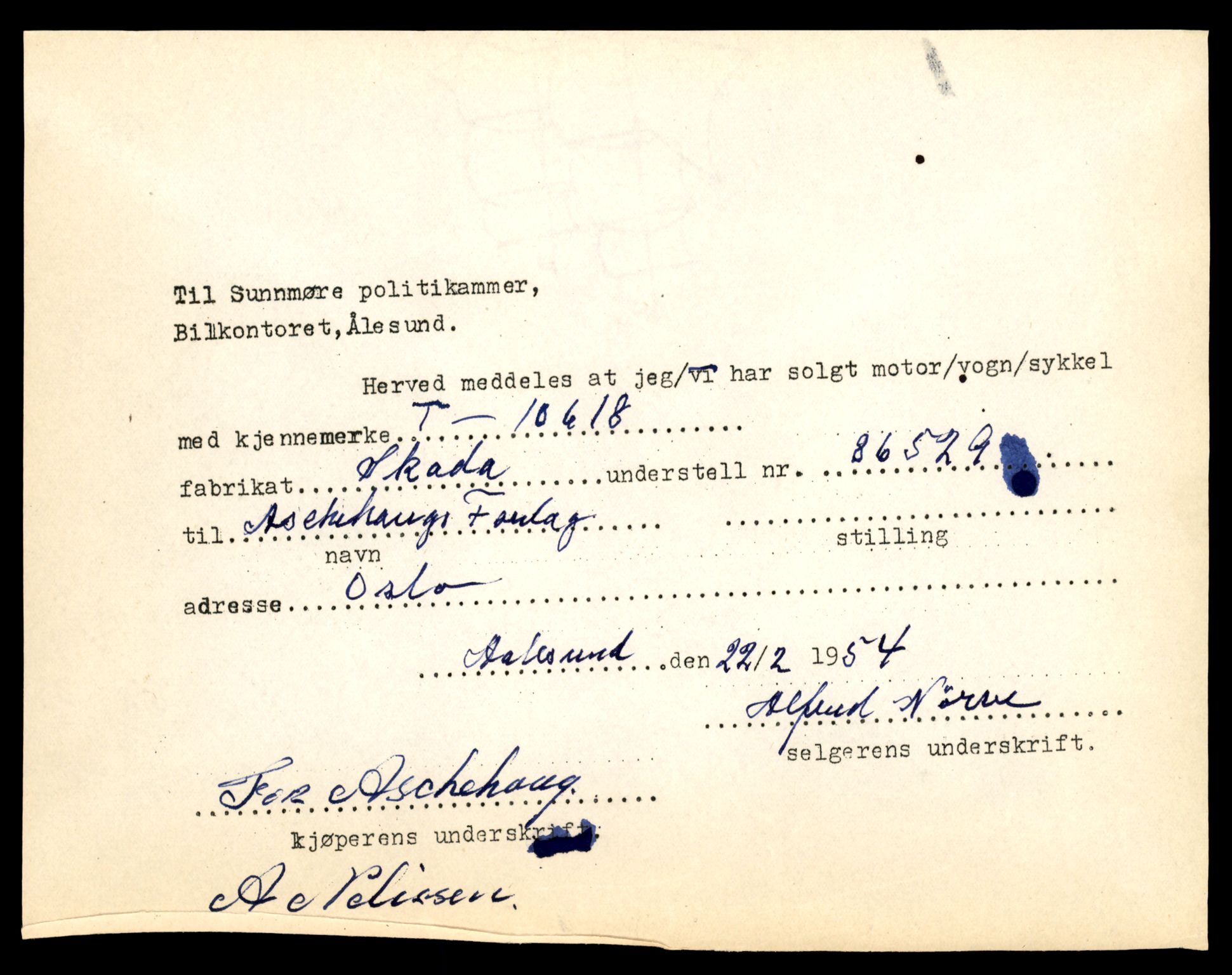 Møre og Romsdal vegkontor - Ålesund trafikkstasjon, AV/SAT-A-4099/F/Fe/L0022: Registreringskort for kjøretøy T 10584 - T 10694, 1927-1998, p. 1109