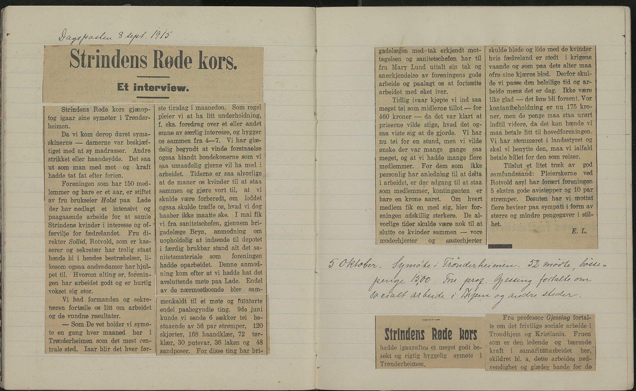 Trondheim Røde Kors, TRKO/PA-1204/A/Ab/L0003: Dagbok forStrinda Røde Kors, 1914-1925, p. 14