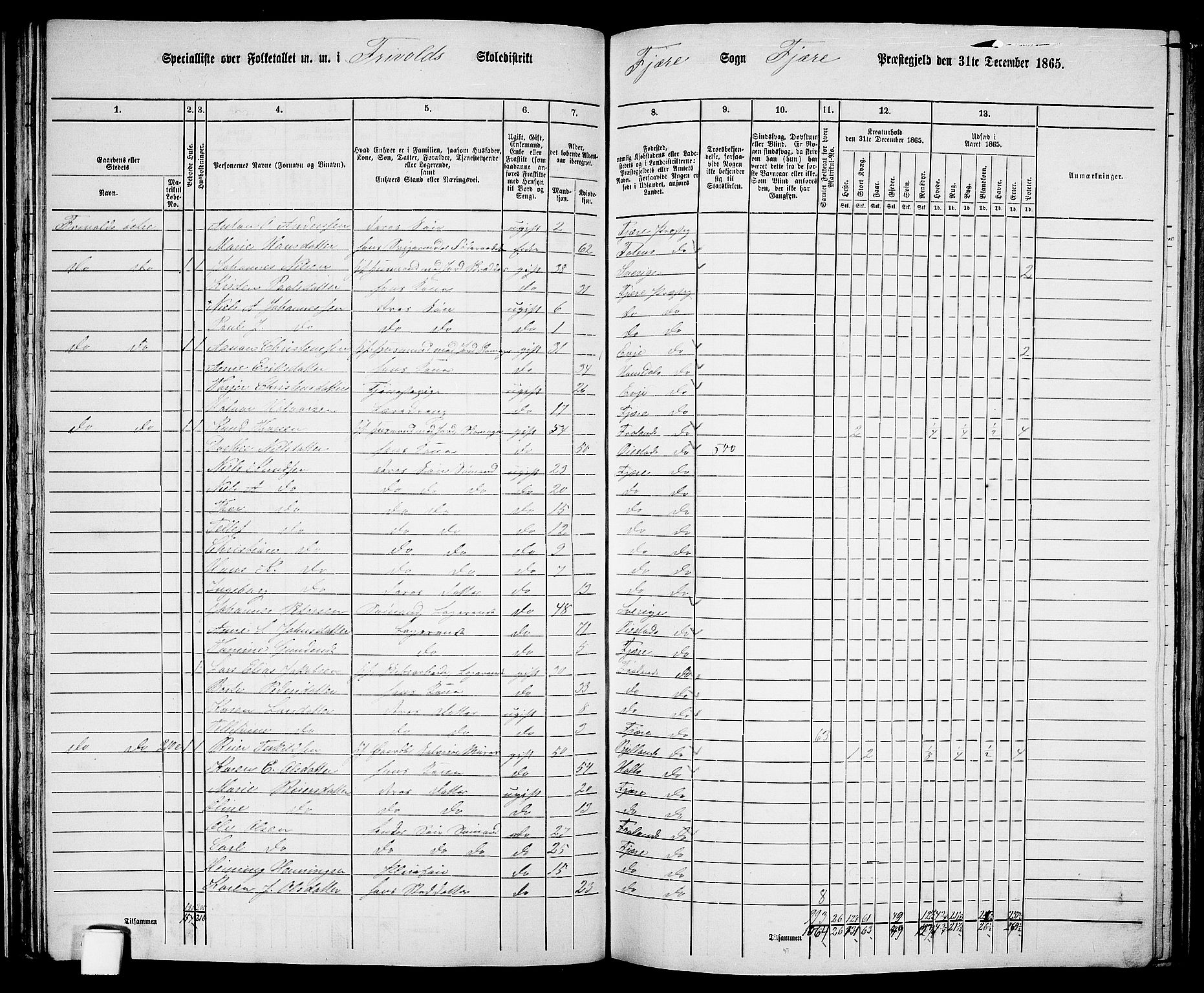 RA, 1865 census for Fjære/Fjære, 1865, p. 49