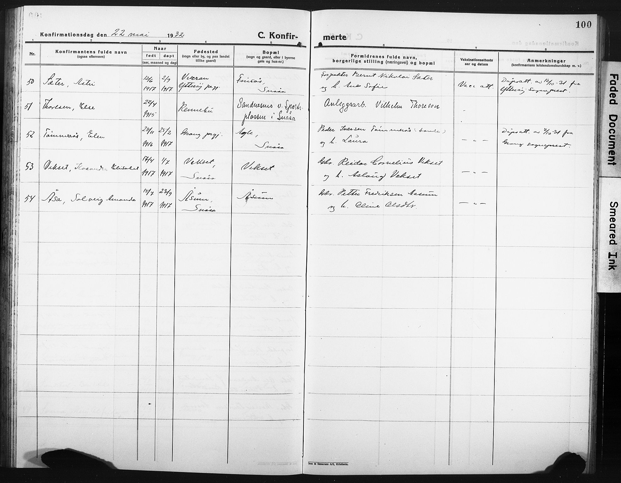 Ministerialprotokoller, klokkerbøker og fødselsregistre - Nord-Trøndelag, AV/SAT-A-1458/749/L0480: Parish register (copy) no. 749C02, 1924-1932, p. 100