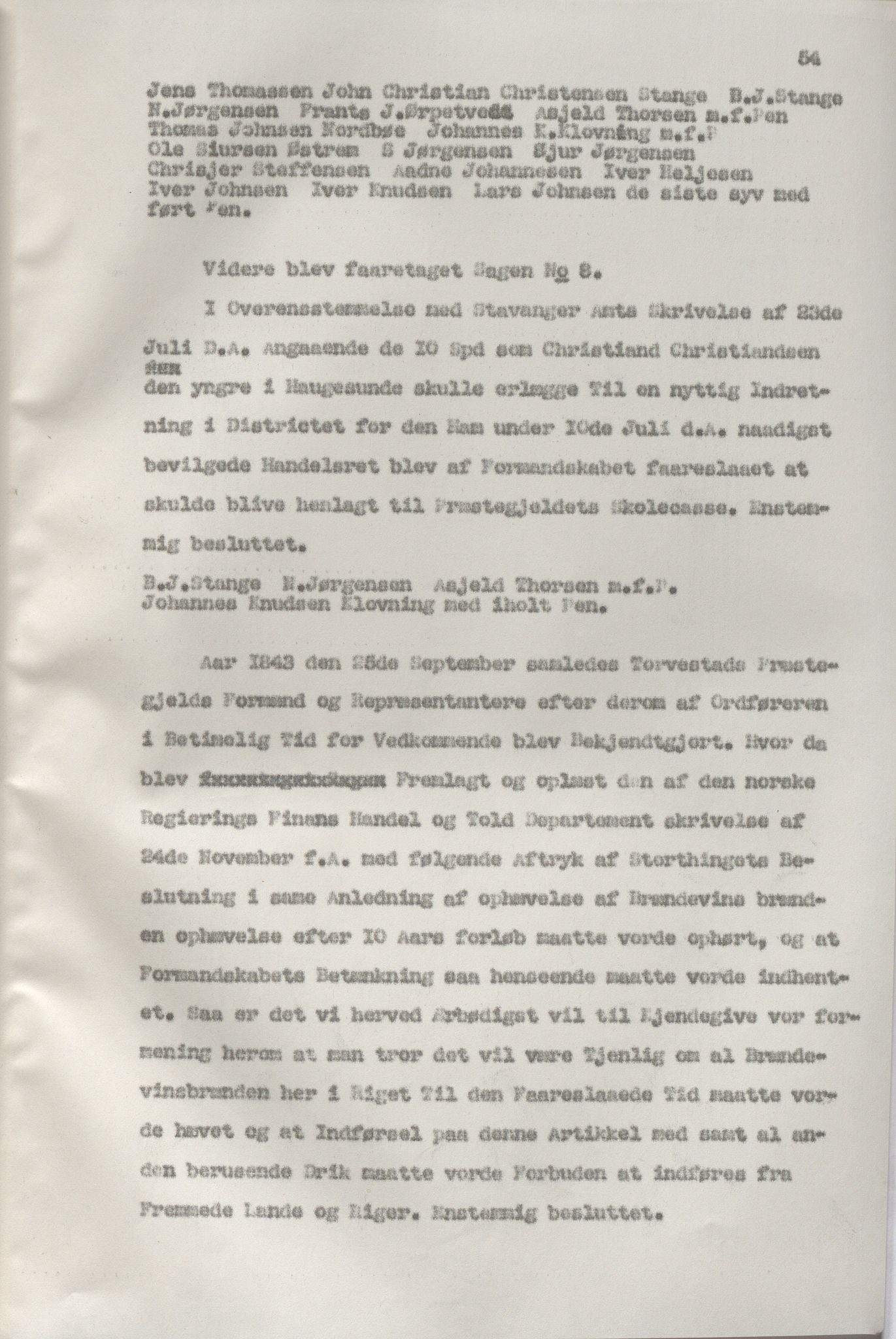 Torvastad kommune - Formannskapet, IKAR/K-101331/A/L0002: Avskrift av forhandlingsprotokoll, 1837-1855, p. 54