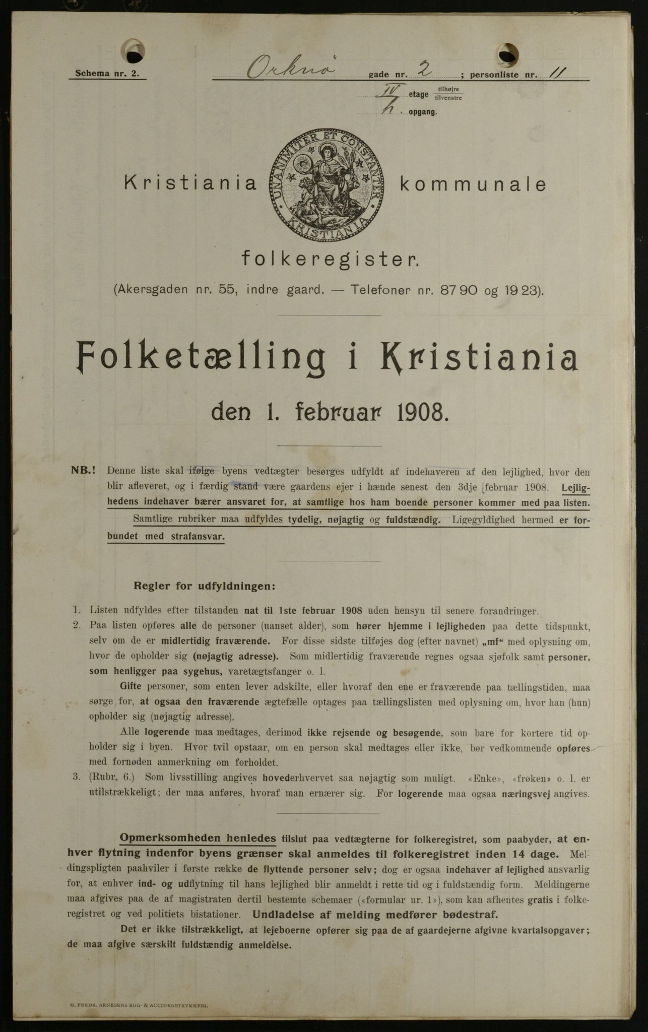 OBA, Municipal Census 1908 for Kristiania, 1908, p. 68025