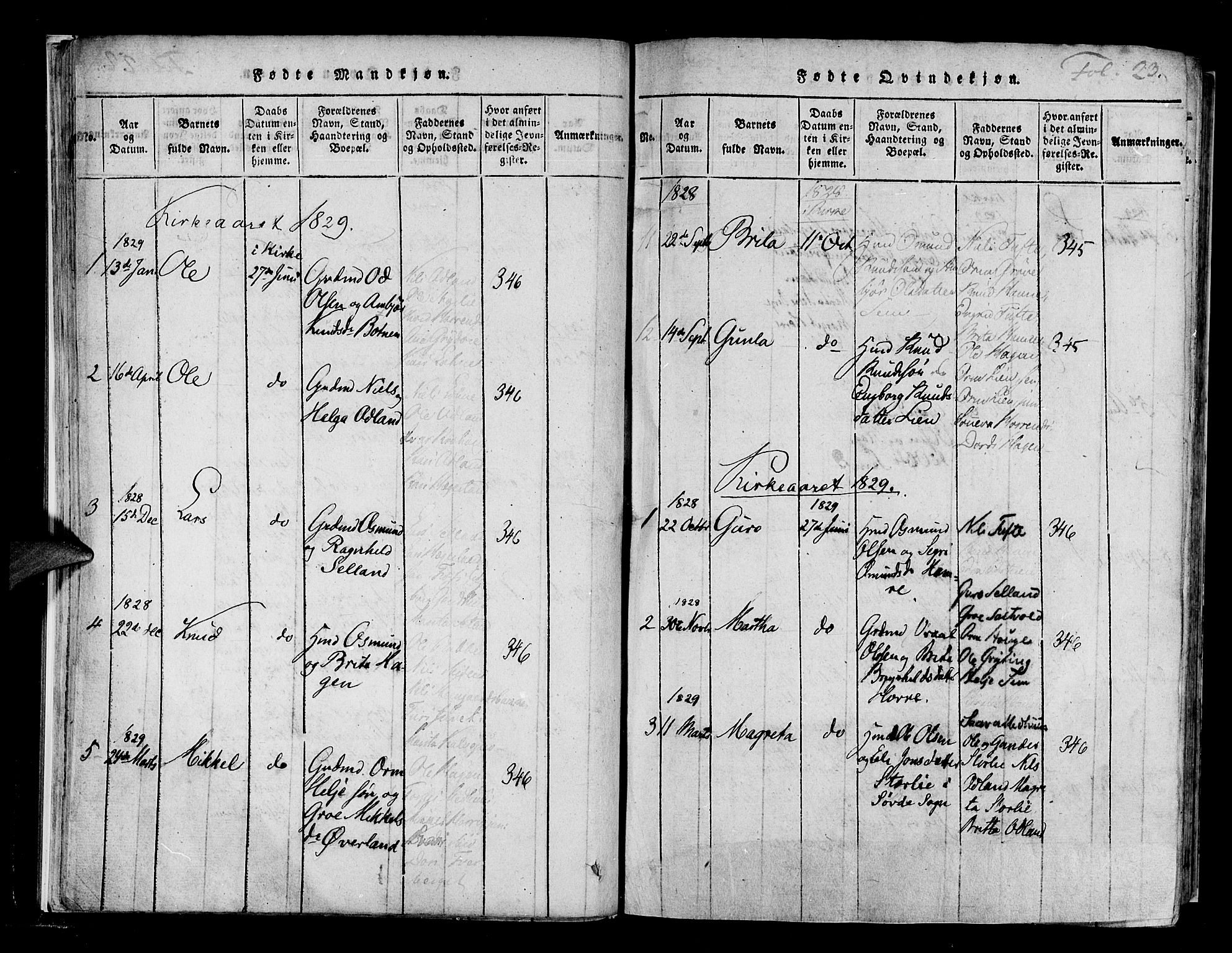 Røldal sokneprestembete, AV/SAB-A-100247: Parish register (official) no. A 2, 1817-1856, p. 23