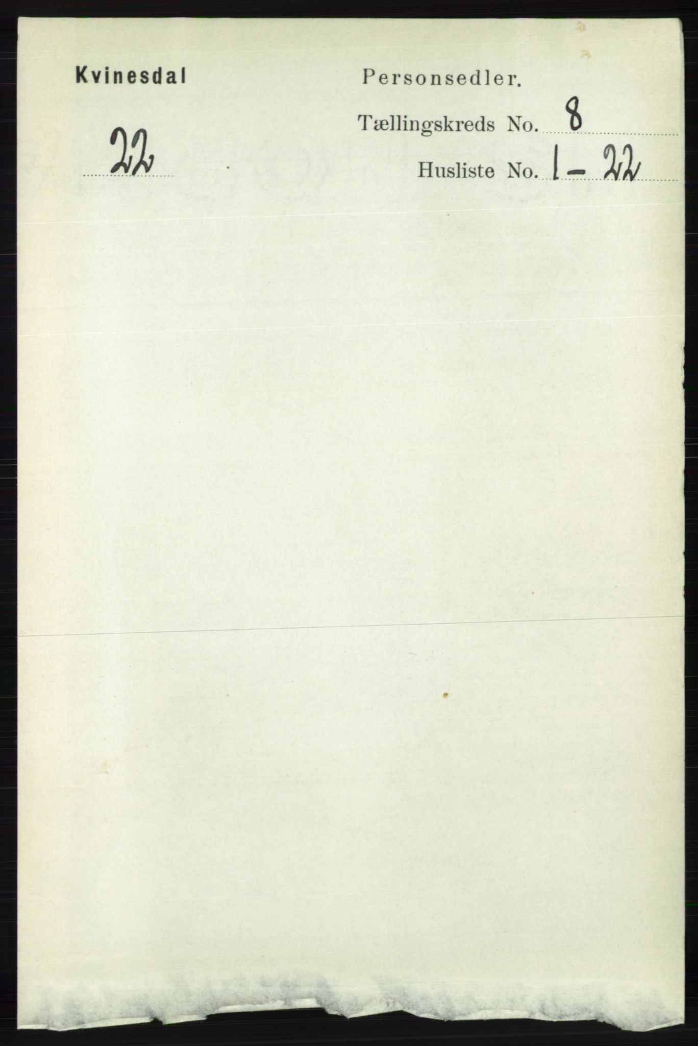 RA, 1891 census for 1037 Kvinesdal, 1891, p. 2766