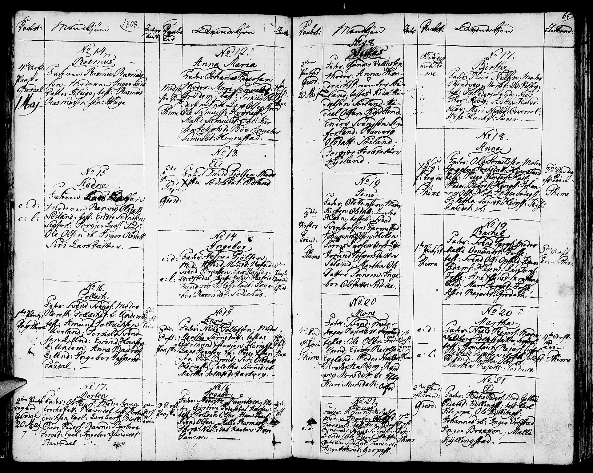 Lye sokneprestkontor, AV/SAST-A-101794/001/30BA/L0002: Parish register (official) no. A 2, 1799-1817, p. 65