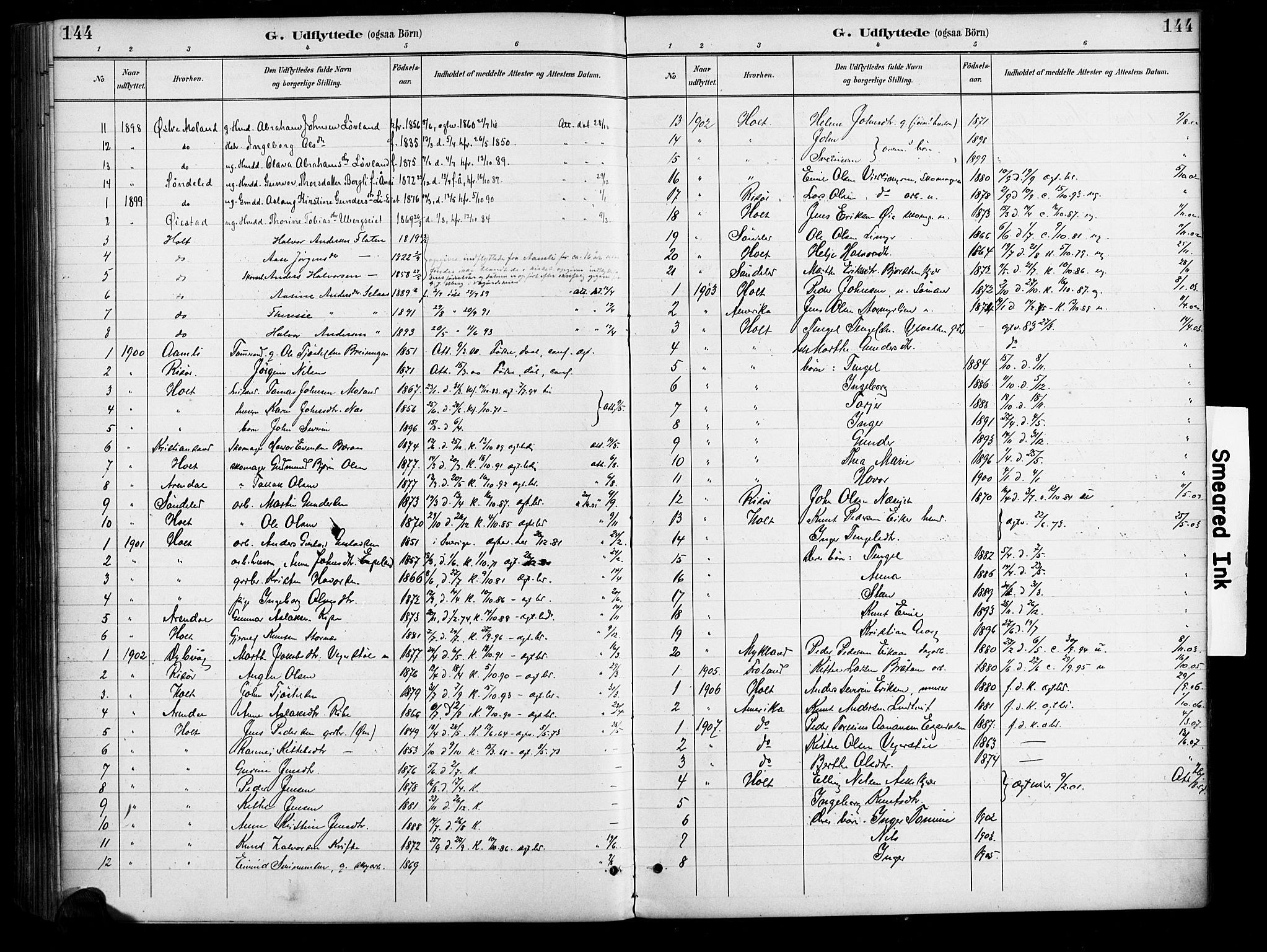 Gjerstad sokneprestkontor, AV/SAK-1111-0014/F/Fa/Fab/L0005: Parish register (official) no. A 5, 1891-1908, p. 144