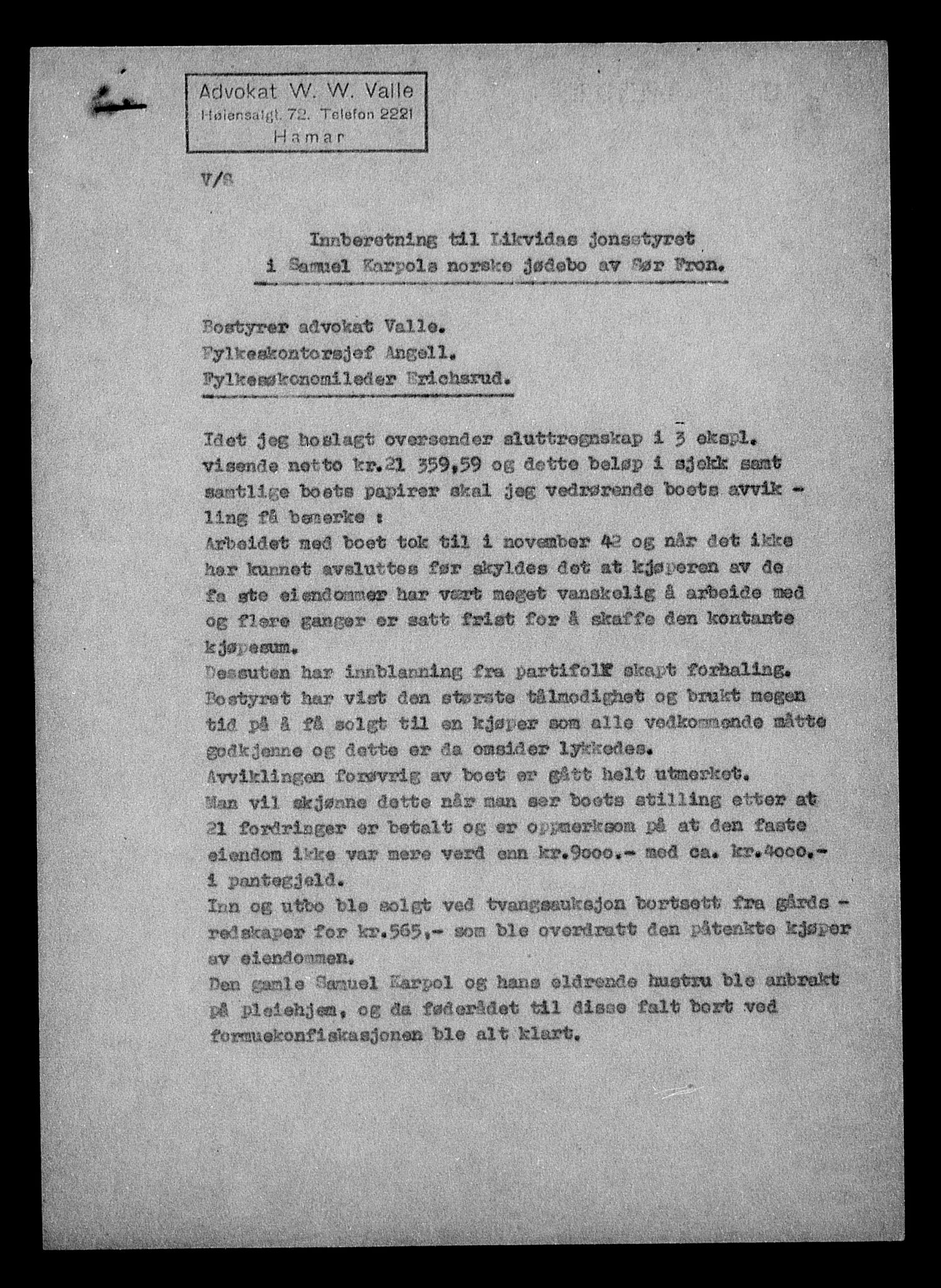 Justisdepartementet, Tilbakeføringskontoret for inndratte formuer, AV/RA-S-1564/H/Hc/Hcc/L0949: --, 1945-1947, p. 613
