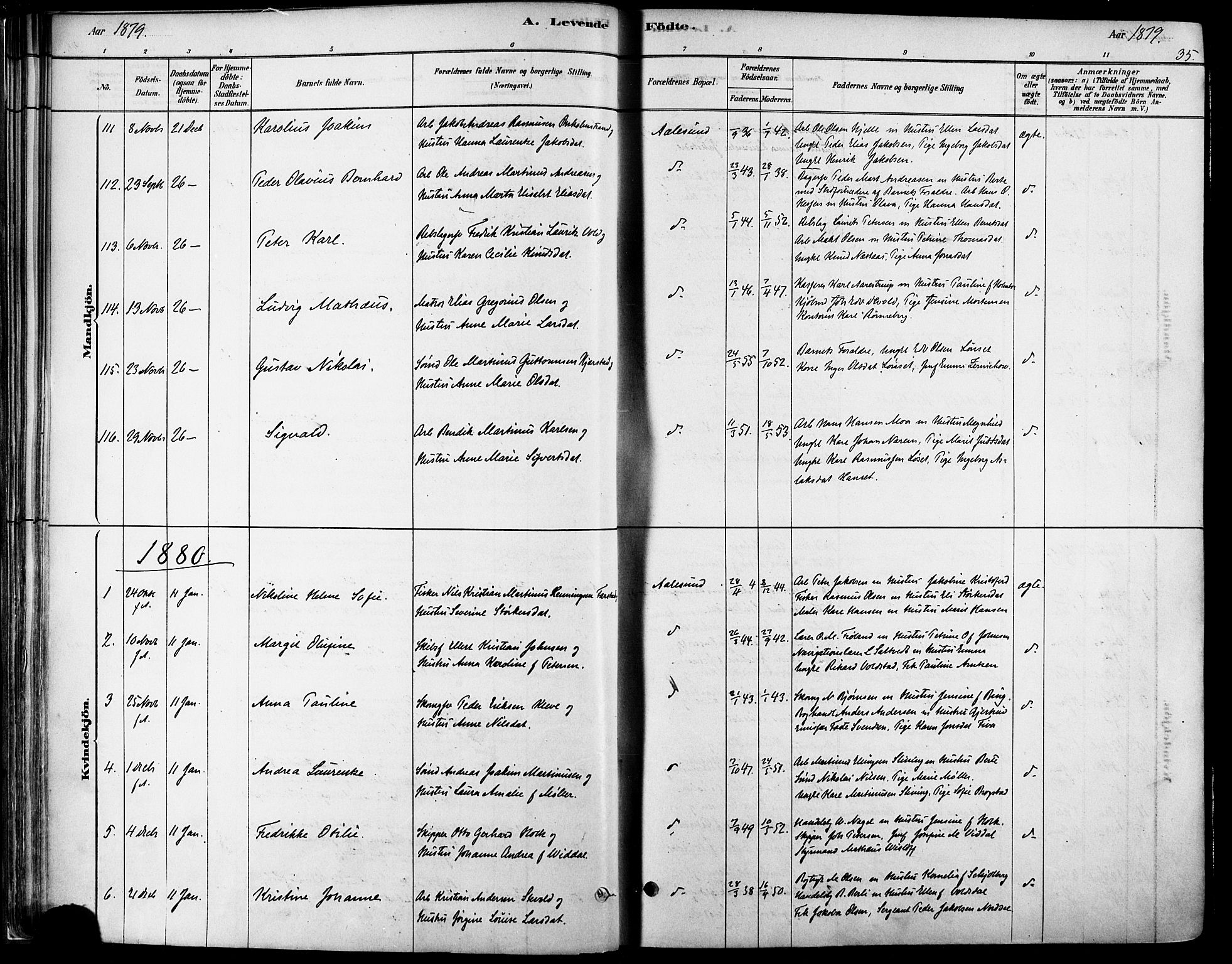 Ministerialprotokoller, klokkerbøker og fødselsregistre - Møre og Romsdal, SAT/A-1454/529/L0454: Parish register (official) no. 529A04, 1878-1885, p. 35