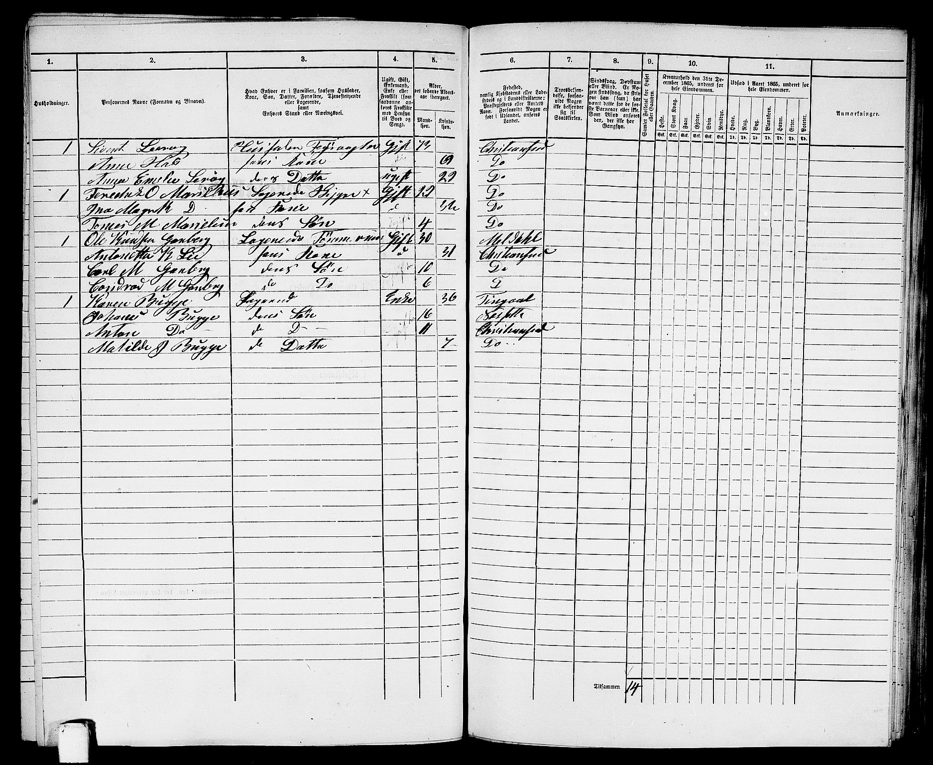 RA, 1865 census for Kristiansund/Kristiansund, 1865, p. 735