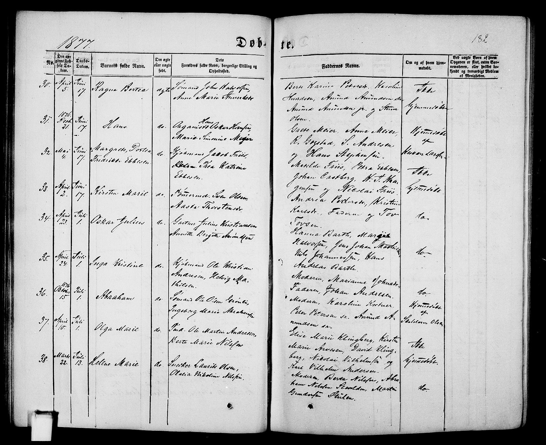 Porsgrunn kirkebøker , AV/SAKO-A-104/G/Gb/L0004: Parish register (copy) no. II 4, 1853-1882, p. 182