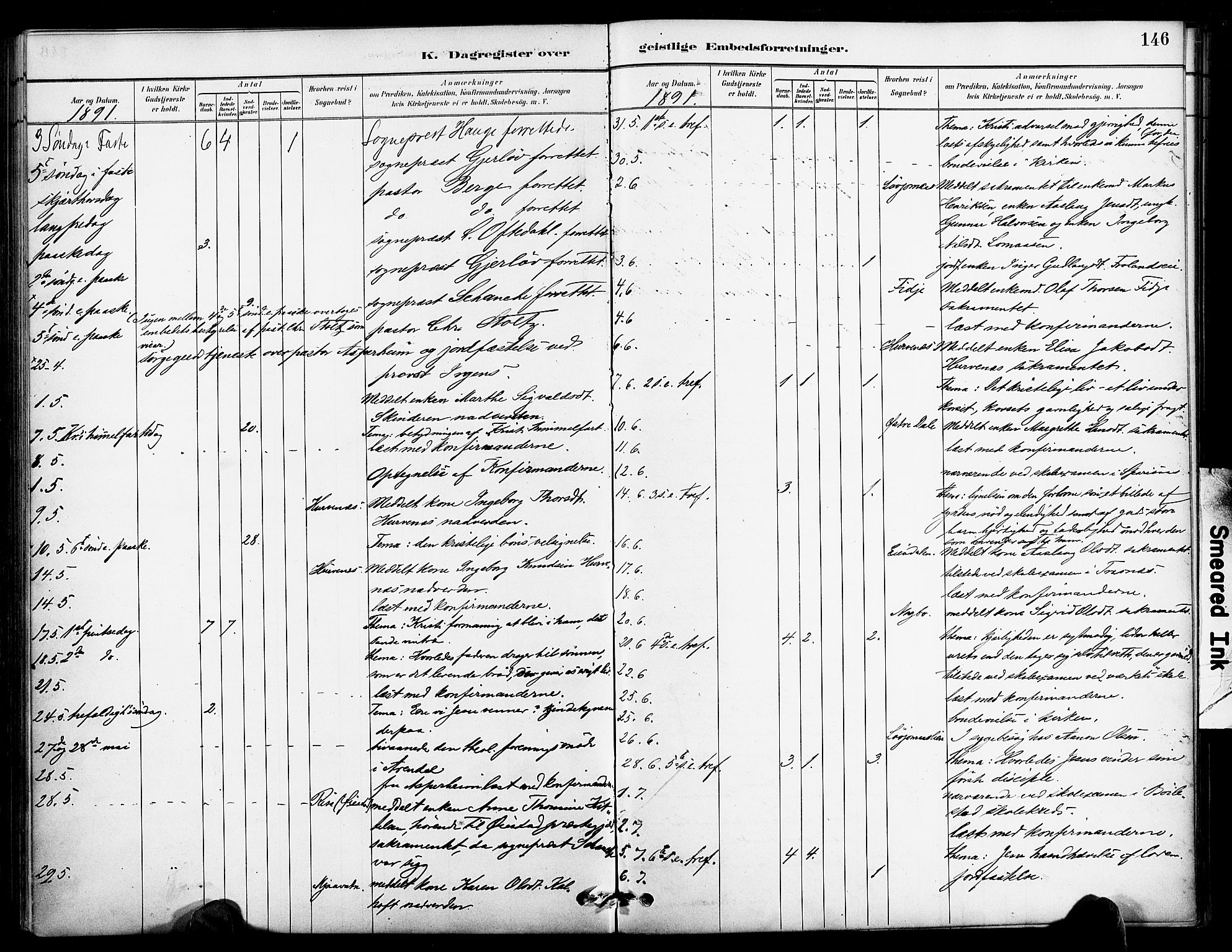 Froland sokneprestkontor, AV/SAK-1111-0013/F/Fa/L0004: Parish register (official) no. A 4, 1882-1906, p. 146