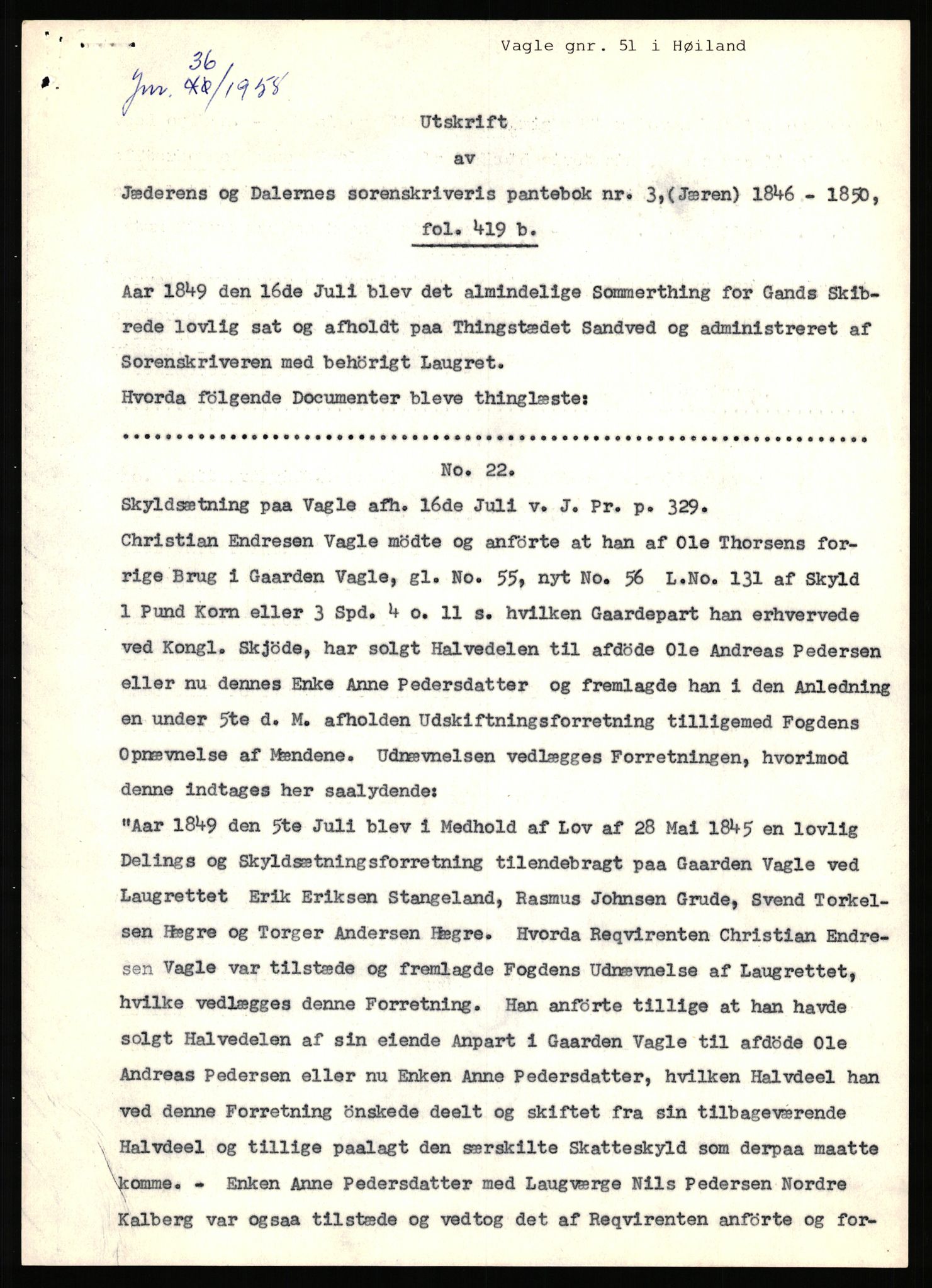 Statsarkivet i Stavanger, AV/SAST-A-101971/03/Y/Yj/L0091: Avskrifter sortert etter gårdsnavn: Ur - Vareberg, 1750-1930, p. 404