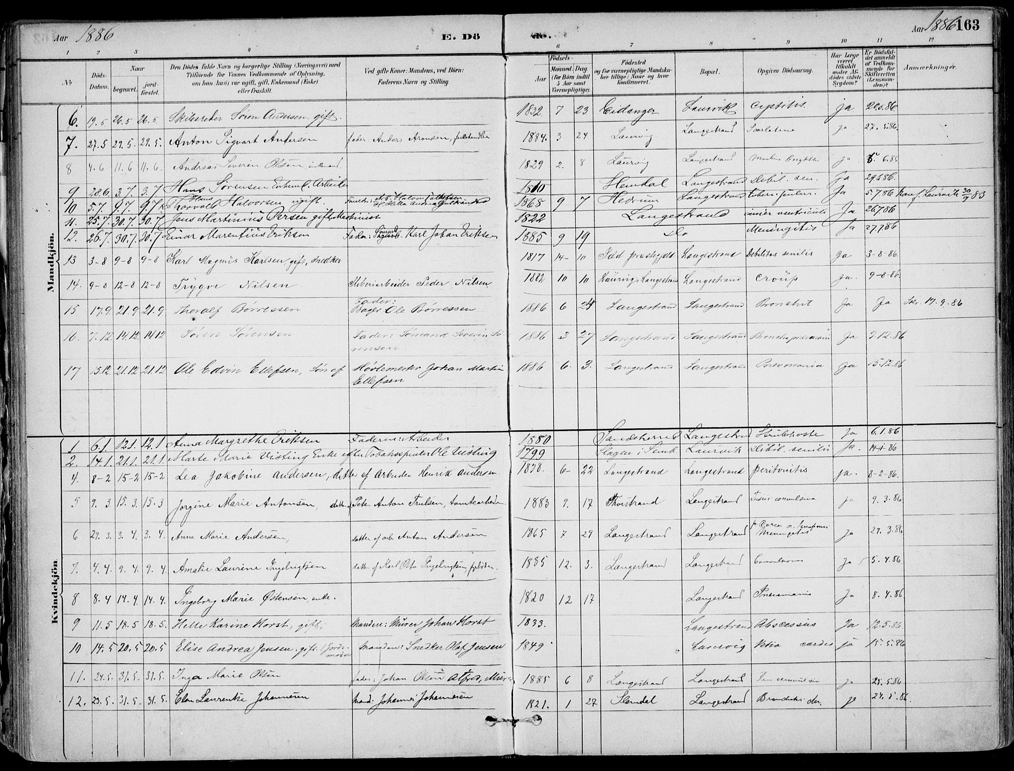 Larvik kirkebøker, AV/SAKO-A-352/F/Fb/L0004: Parish register (official) no. II 4, 1884-1902, p. 163