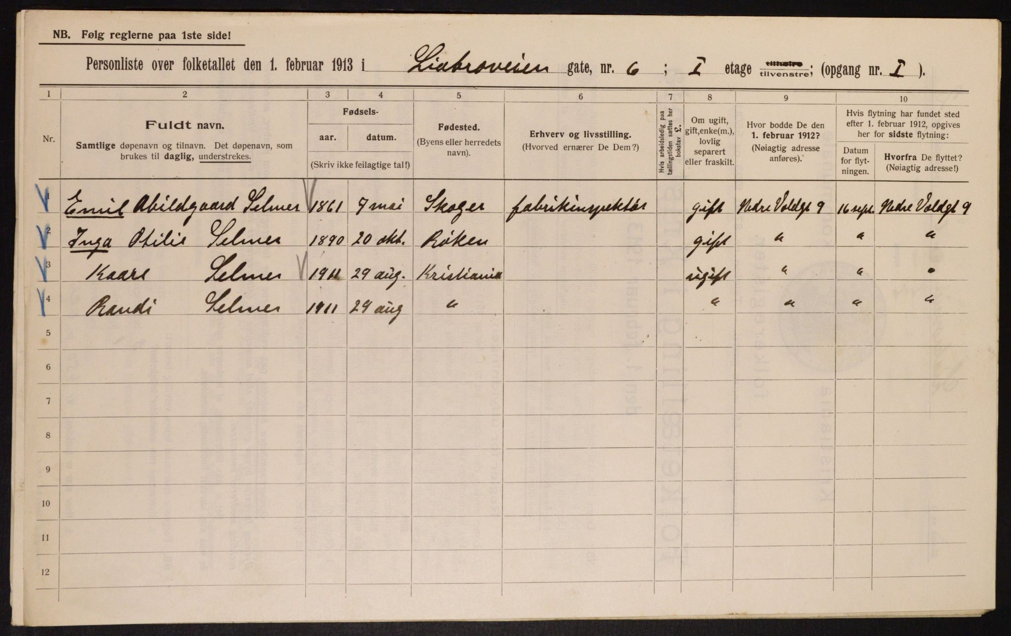 OBA, Municipal Census 1913 for Kristiania, 1913, p. 57577