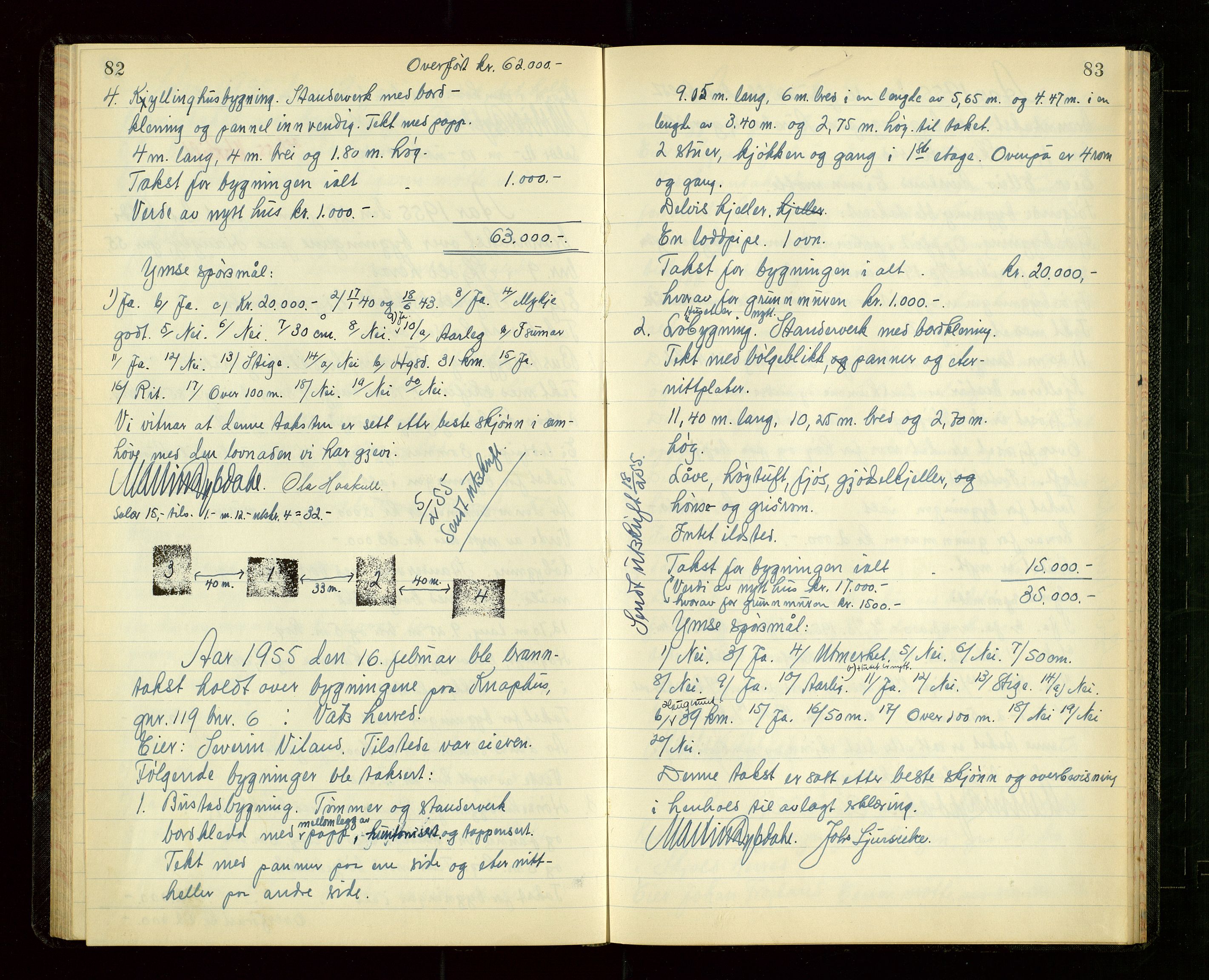Skjold lensmannskontor, AV/SAST-A-100182/Goa/L0004: "Branntakstprotokoll for Skjold", 1953-1955, p. 82-83