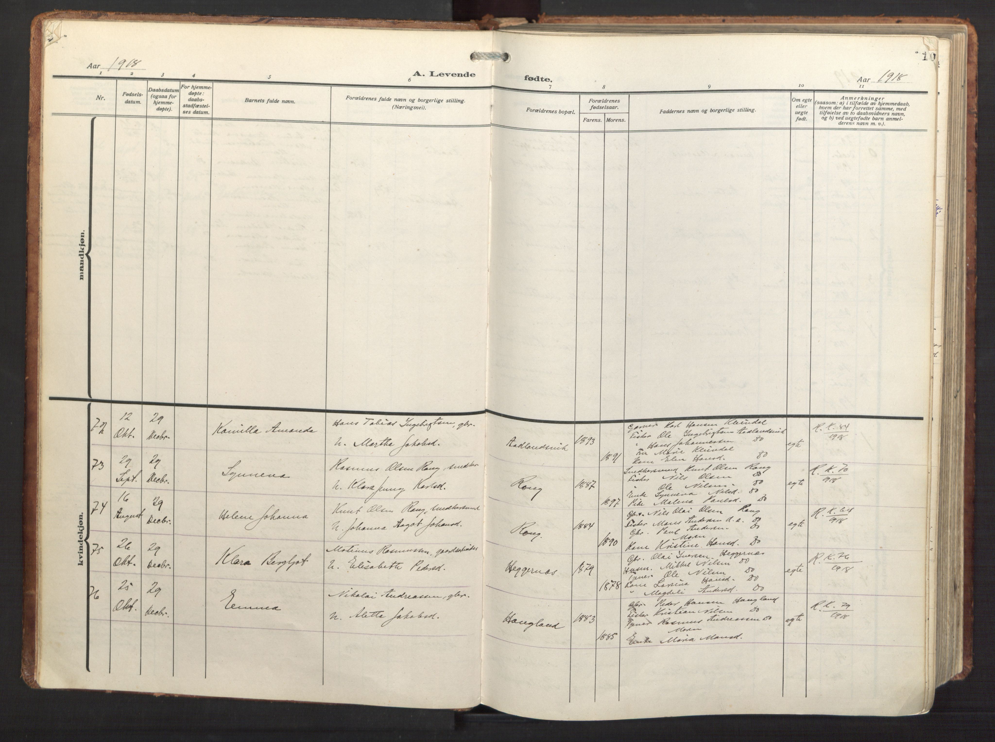 Herdla Sokneprestembete, SAB/A-75701/H/Haa: Parish register (official) no. A 6, 1918-1933, p. 10
