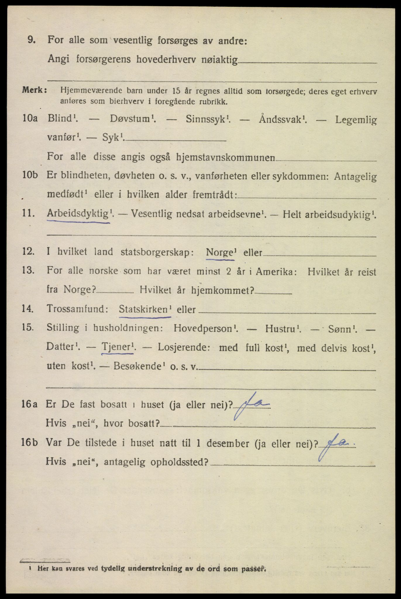 SAK, 1920 census for Herad, 1920, p. 1303