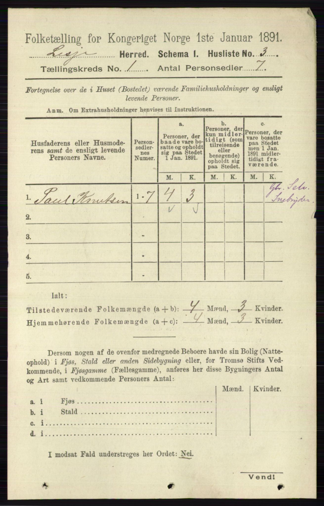 RA, 1891 census for 0512 Lesja, 1891, p. 25