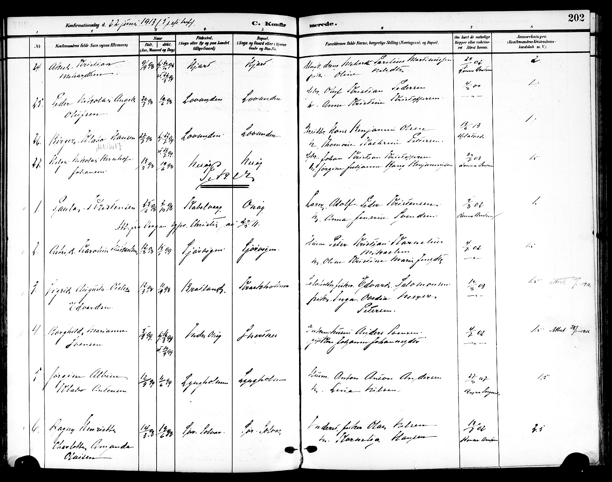 Ministerialprotokoller, klokkerbøker og fødselsregistre - Nordland, AV/SAT-A-1459/839/L0569: Parish register (official) no. 839A06, 1903-1922, p. 202