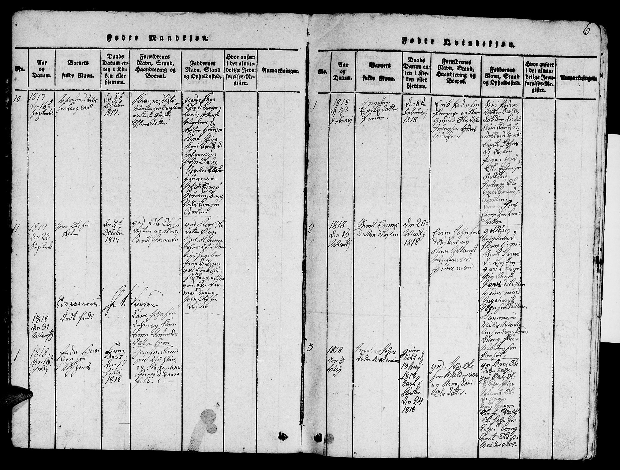 Ministerialprotokoller, klokkerbøker og fødselsregistre - Sør-Trøndelag, AV/SAT-A-1456/693/L1121: Parish register (copy) no. 693C02, 1816-1869, p. 6