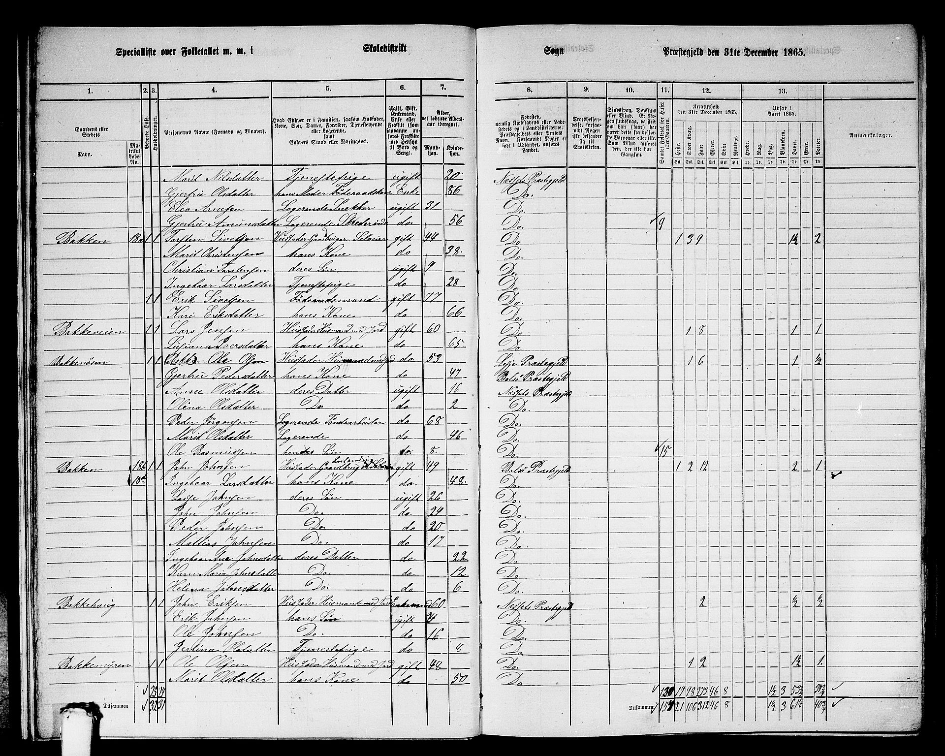 RA, 1865 census for Nesset, 1865, p. 16