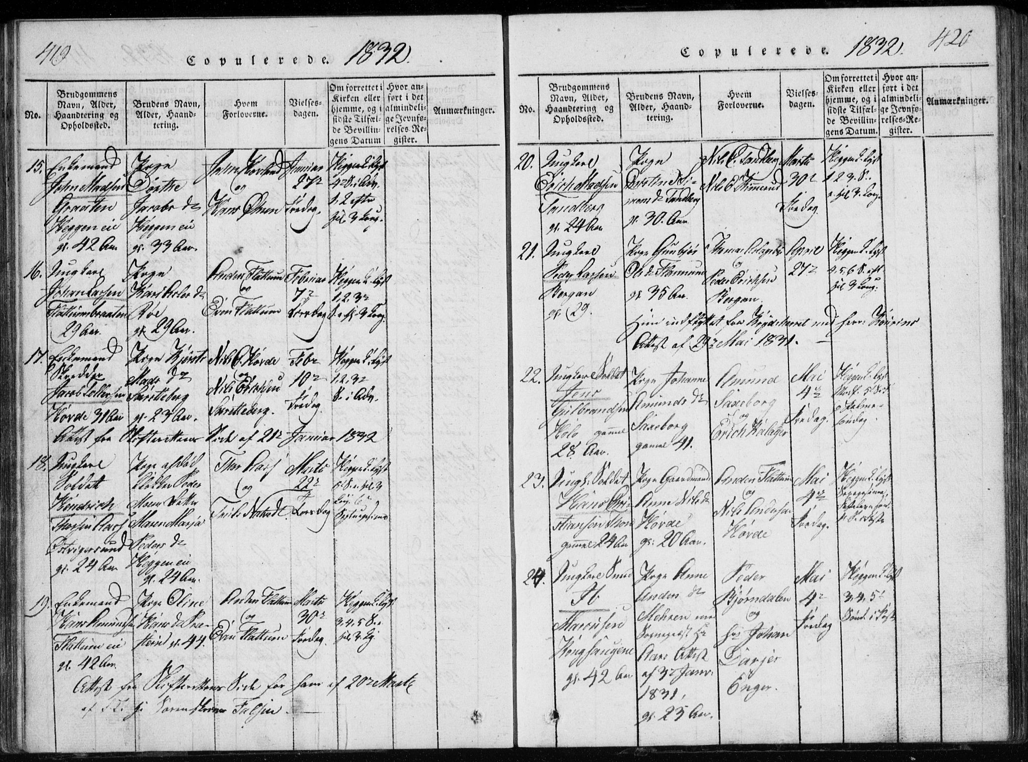 Modum kirkebøker, AV/SAKO-A-234/G/Ga/L0002: Parish register (copy) no. I 2, 1824-1832, p. 419-420