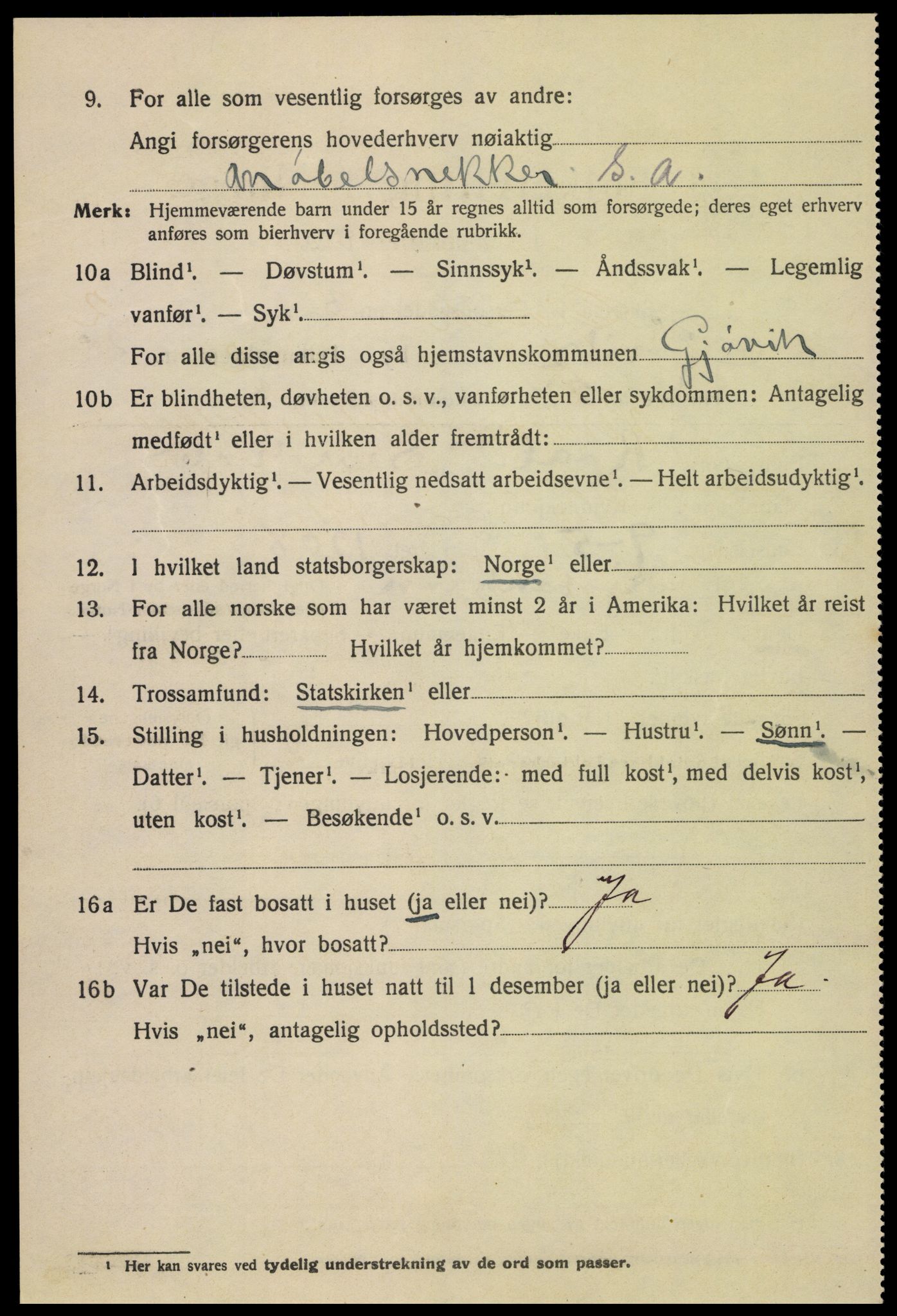 SAH, 1920 census for Gjøvik, 1920, p. 5159