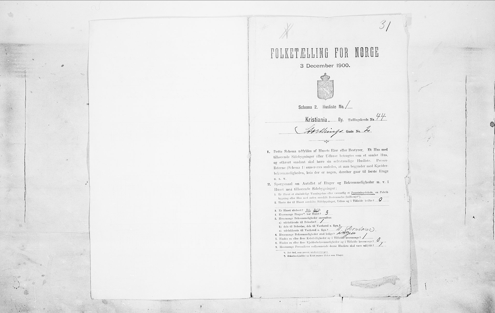 SAO, 1900 census for Kristiania, 1900, p. 92700