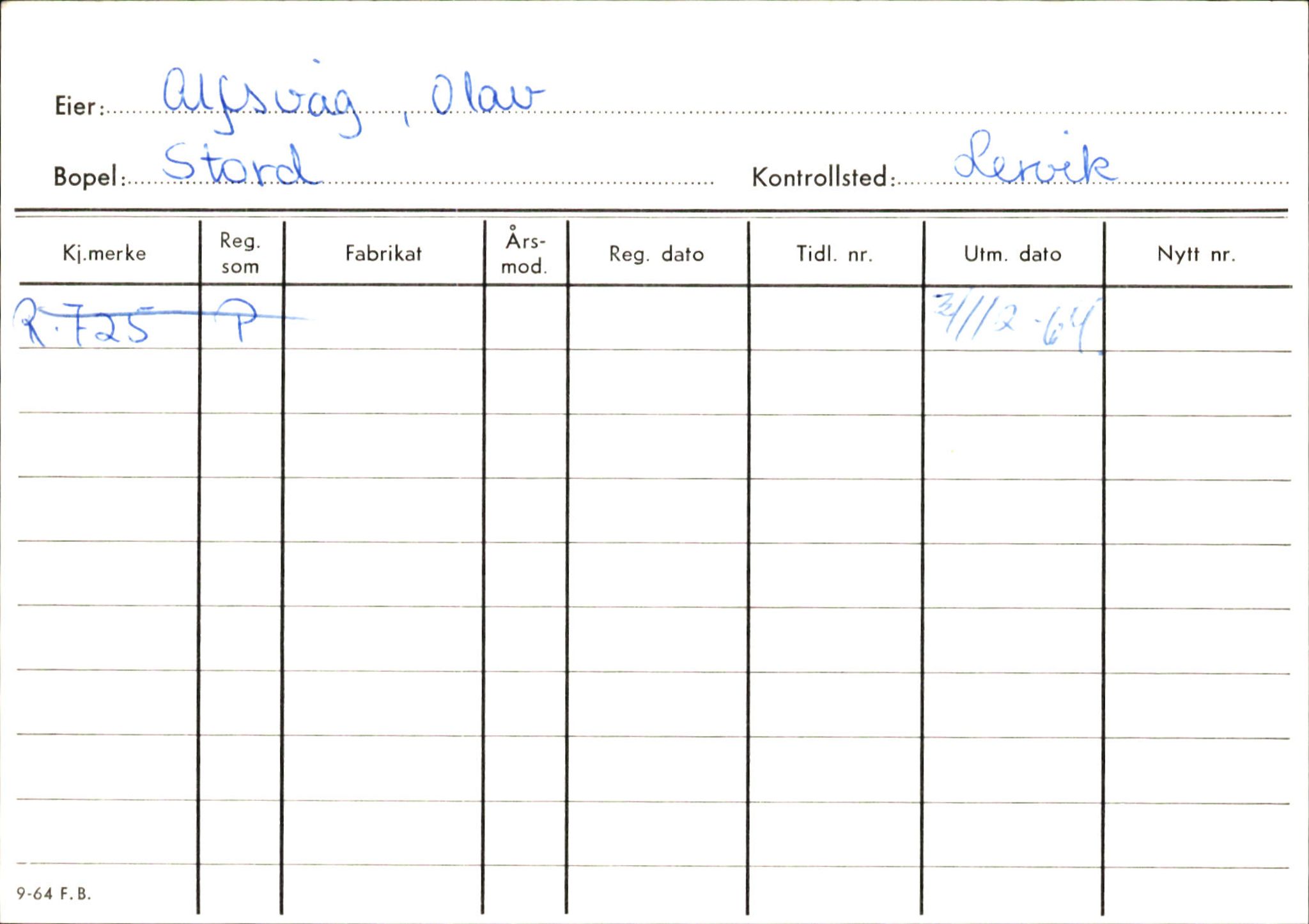 Statens vegvesen, Hordaland vegkontor, SAB/A-5201/2/Ha/L0001: R-eierkort A, 1920-1971, p. 375