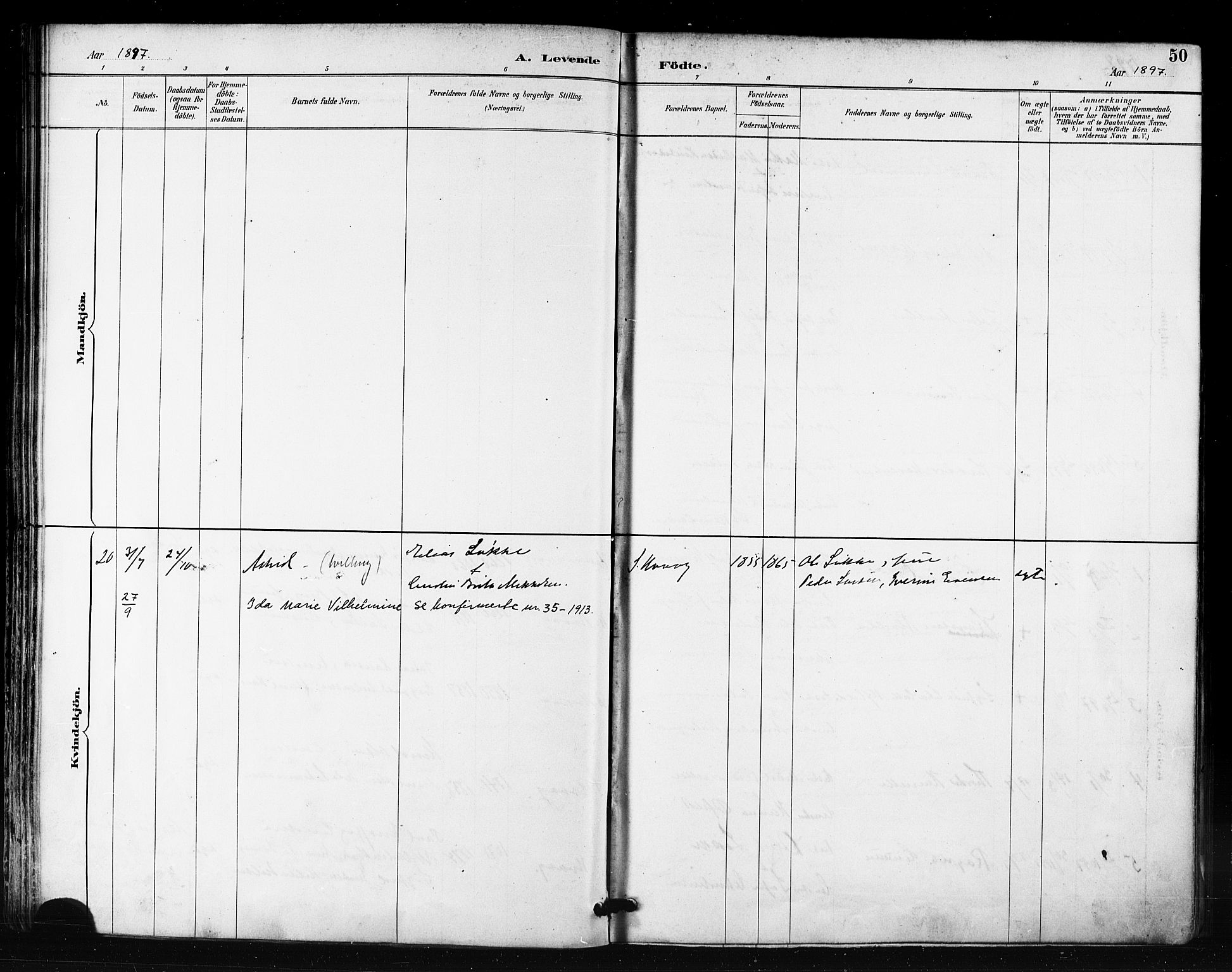 Måsøy sokneprestkontor, AV/SATØ-S-1348/H/Ha/L0007kirke: Parish register (official) no. 7, 1887-1899, p. 50