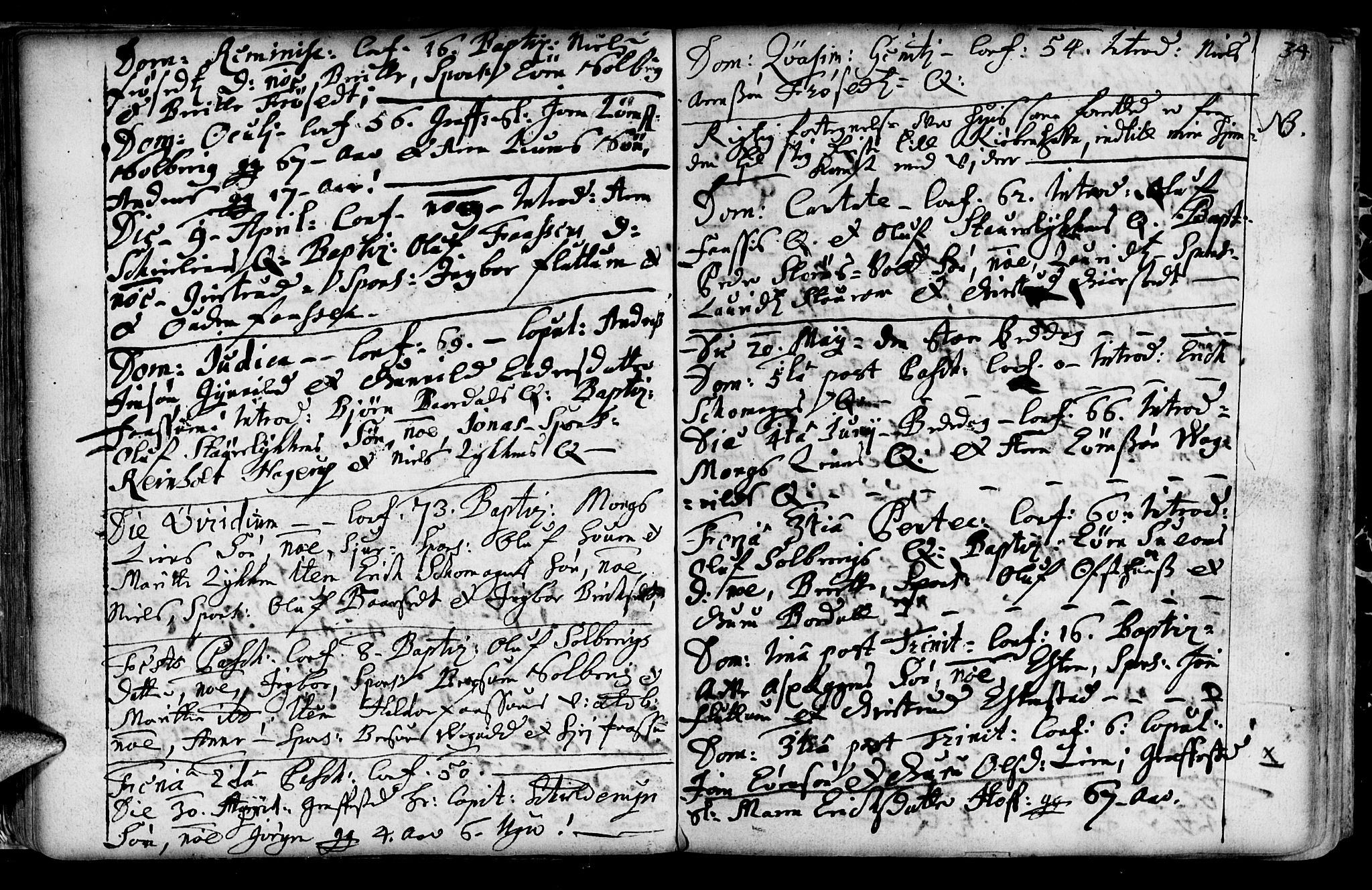Ministerialprotokoller, klokkerbøker og fødselsregistre - Sør-Trøndelag, SAT/A-1456/689/L1036: Parish register (official) no. 689A01, 1696-1746, p. 34