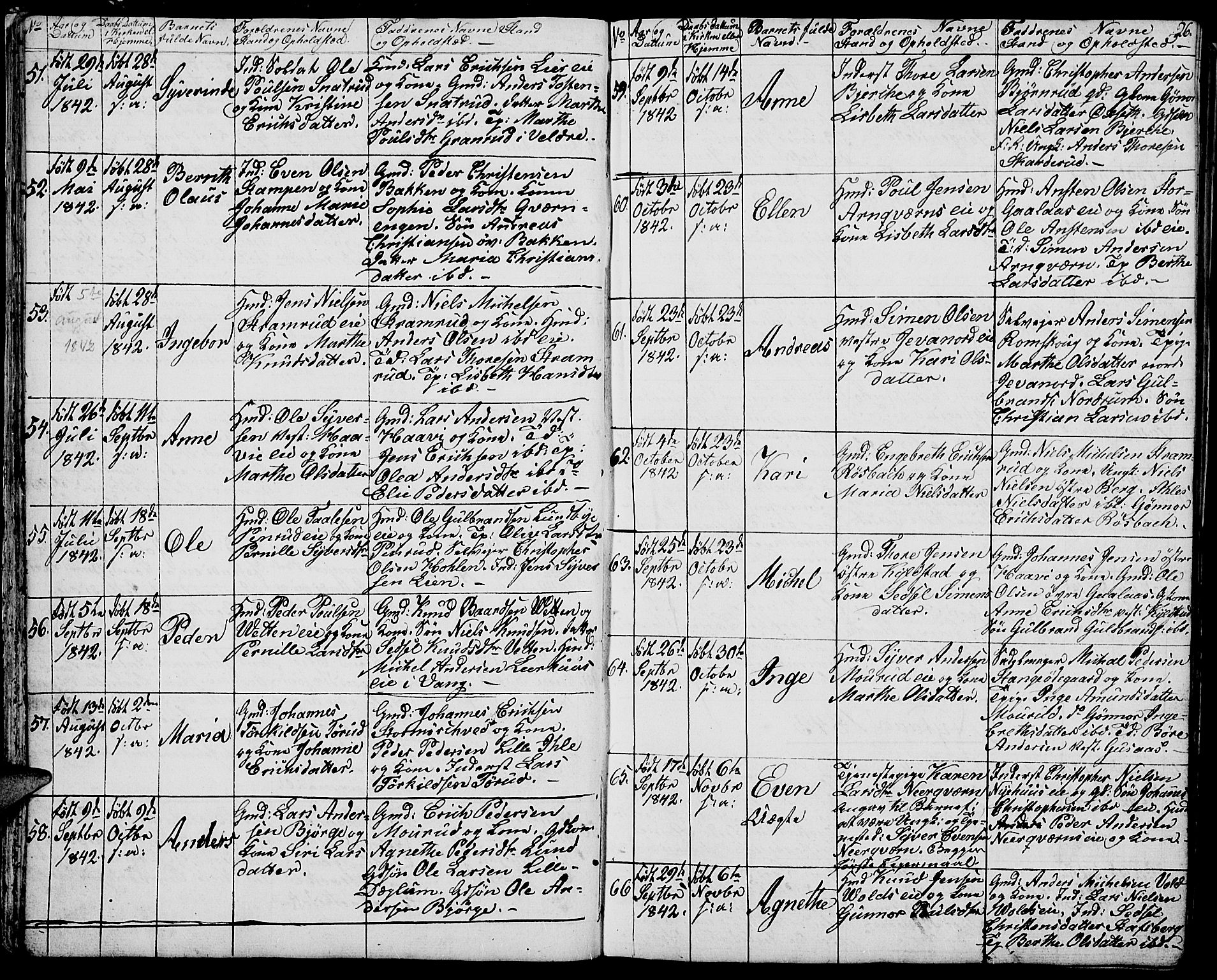 Vang prestekontor, Hedmark, SAH/PREST-008/H/Ha/Hab/L0009: Parish register (copy) no. 9, 1836-1870, p. 26
